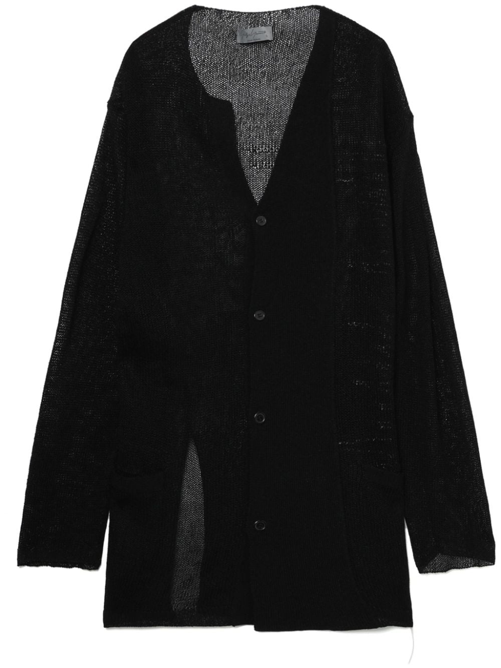 contrast-stitching long cardigan - 1