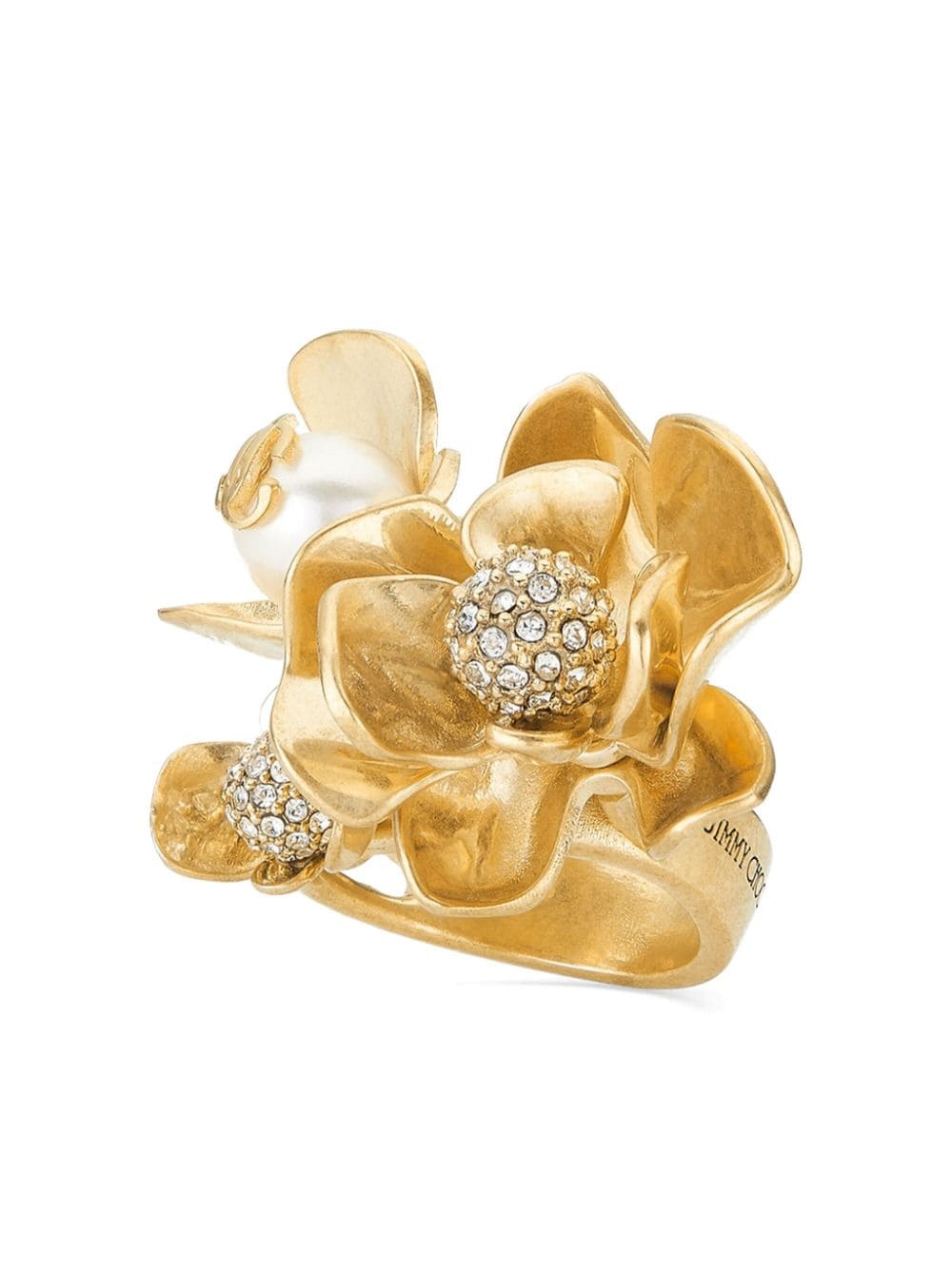 JIMMY CHOO Petal Ring パール＆クリスタル フィニッシュ リング JIMMY CHOO Petal crystal-embellished ring | farfetch