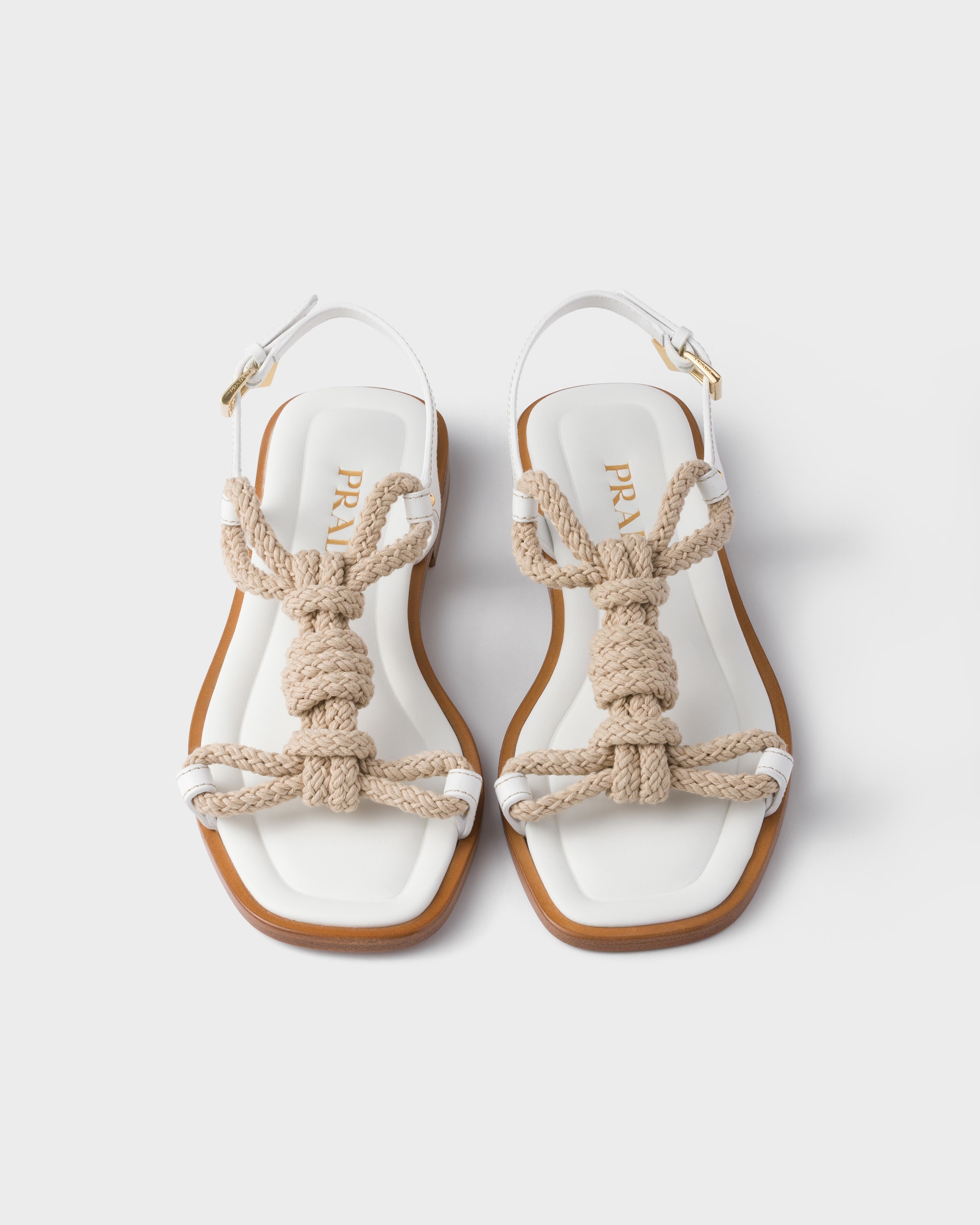 Flat leather and cord sandals - 3