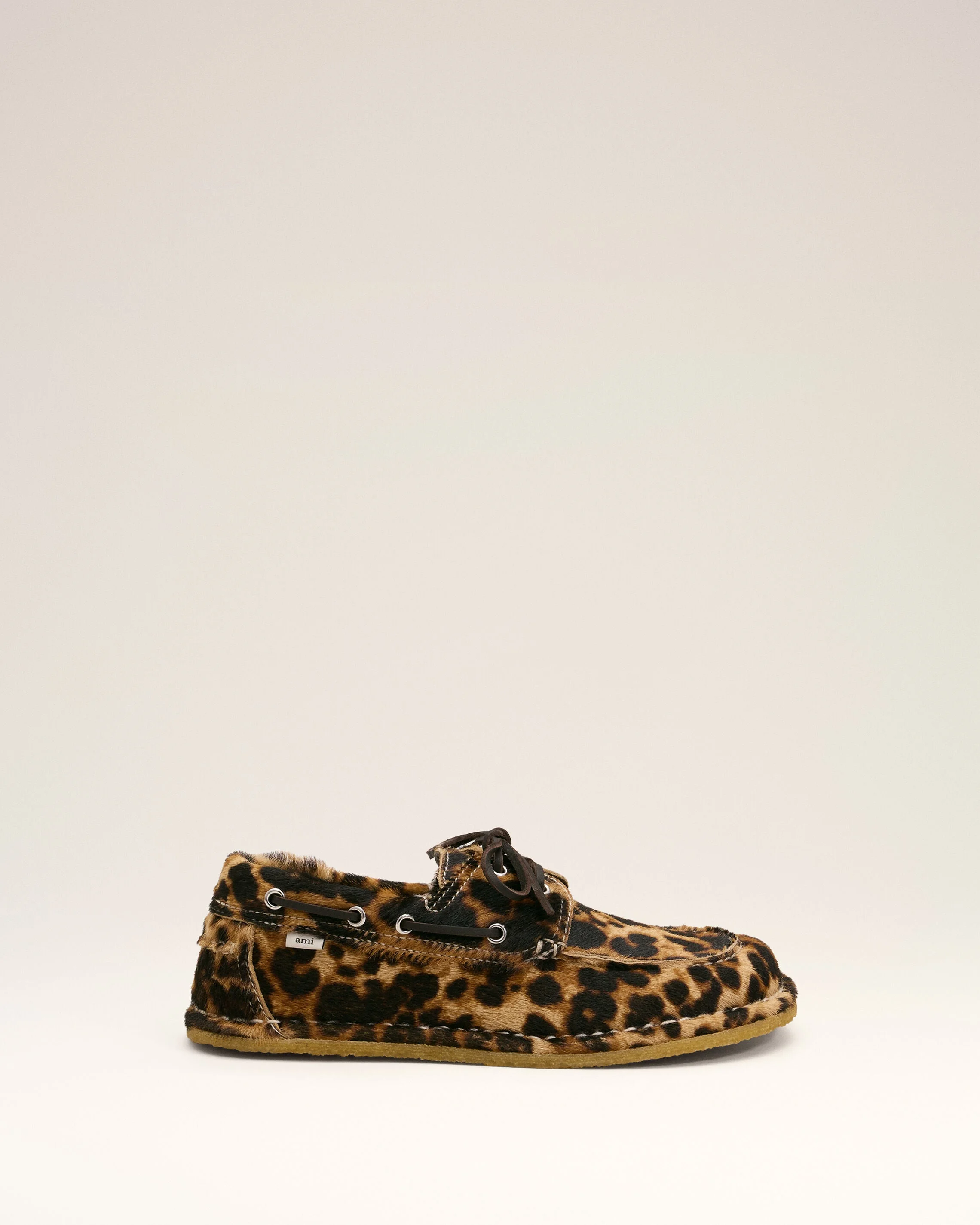 LEOPARD PRINTED COWHIDE LEATHER BOAT SHOES - 1