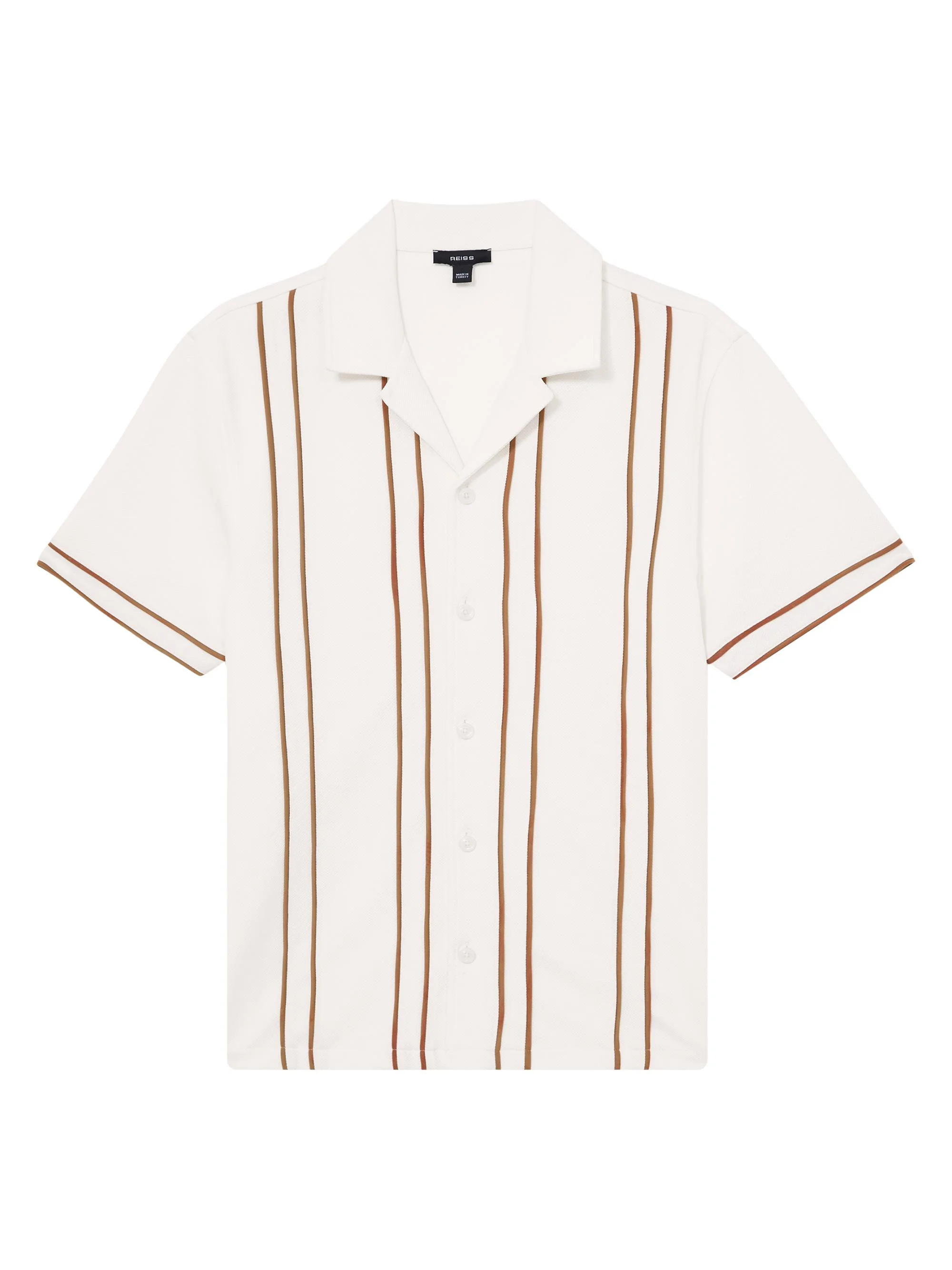 Men's Sander Cuban Striped Shirt - White Camel - 1