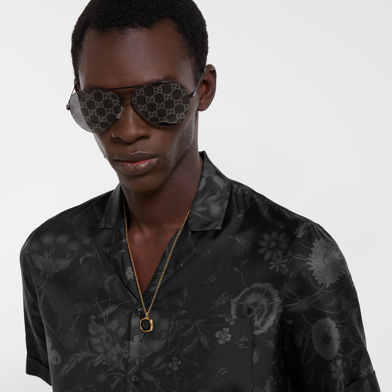 Printed silk twill bowling shirt 3