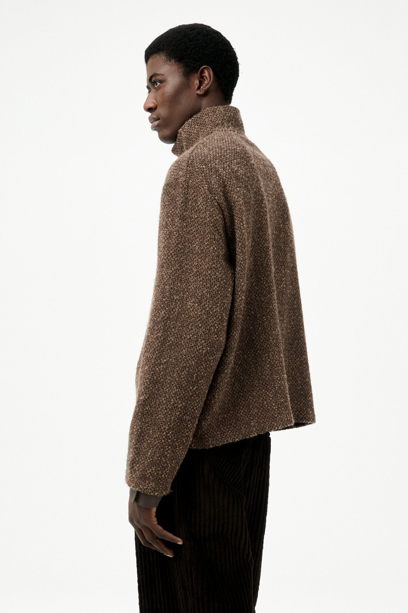 Shrunken Fullzip Polo Brown Sparse Buckle Weave 5