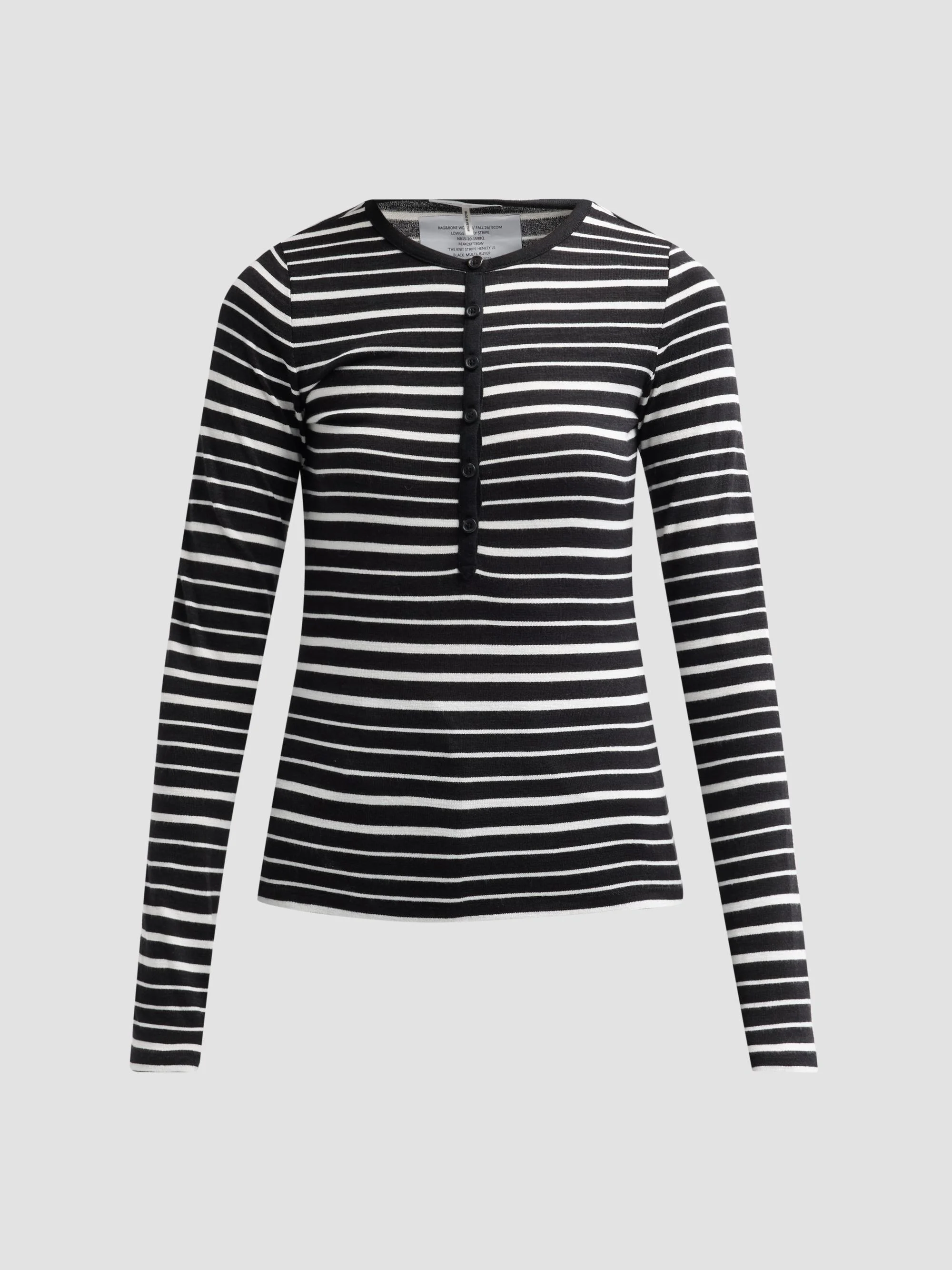 Women's The Knit Striped Henley - Black Multi - 1