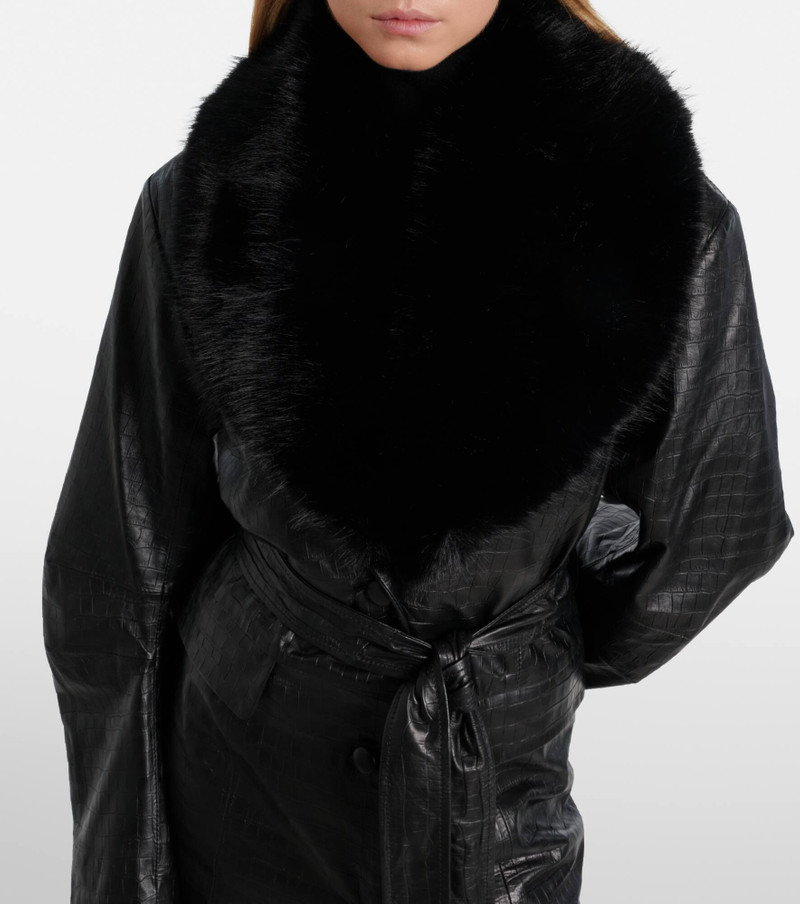 Croc-effect leather coat 4