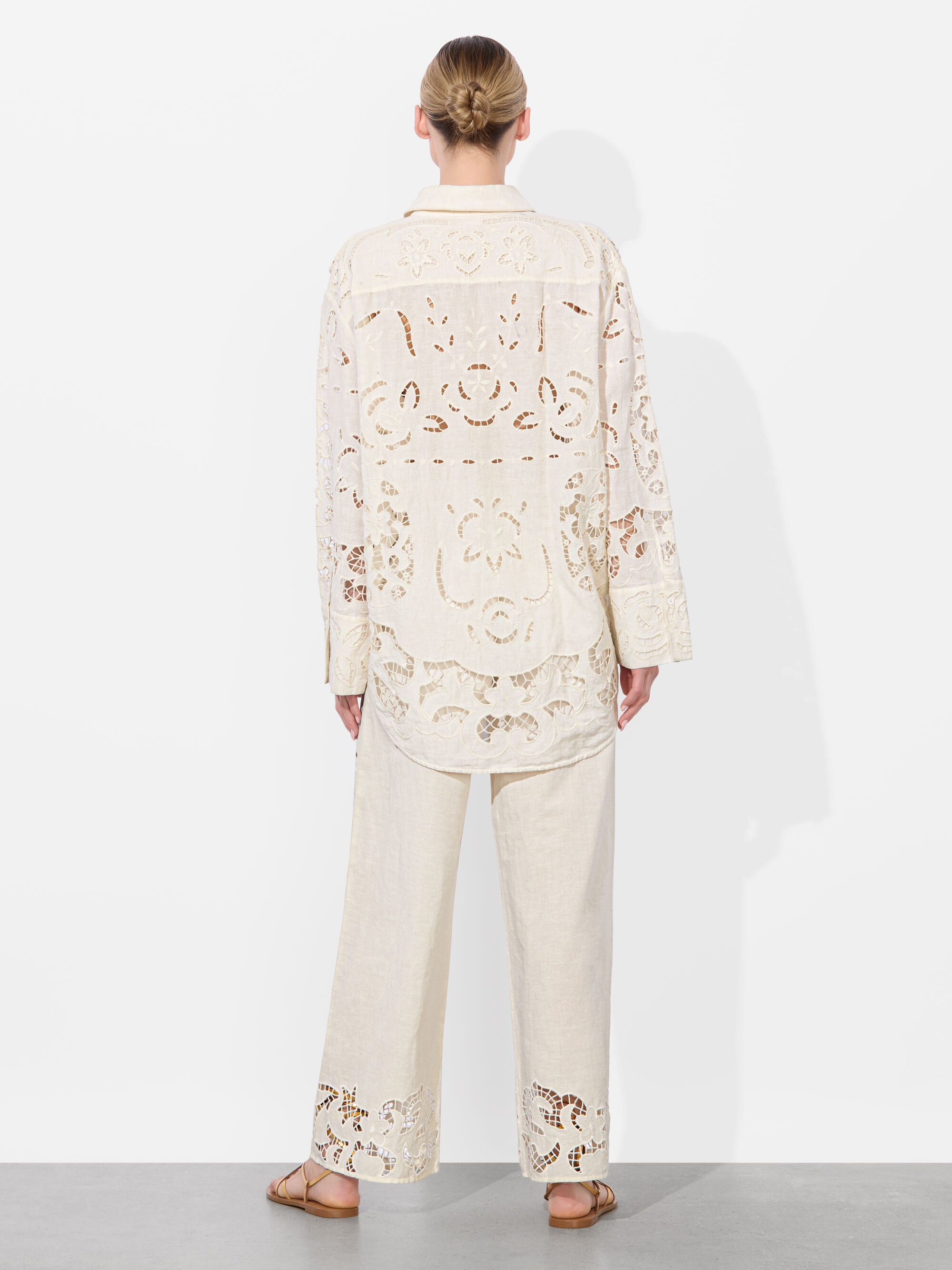FINELY EYELET OVERSIZED BUTTON DOWN - 5