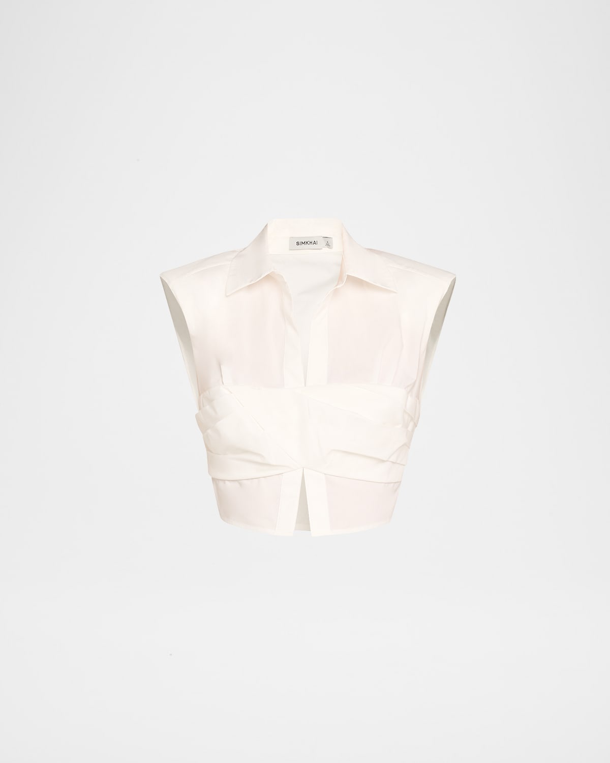 Emie Cropped Box-Sleeve Cotton Poplin Top - 1