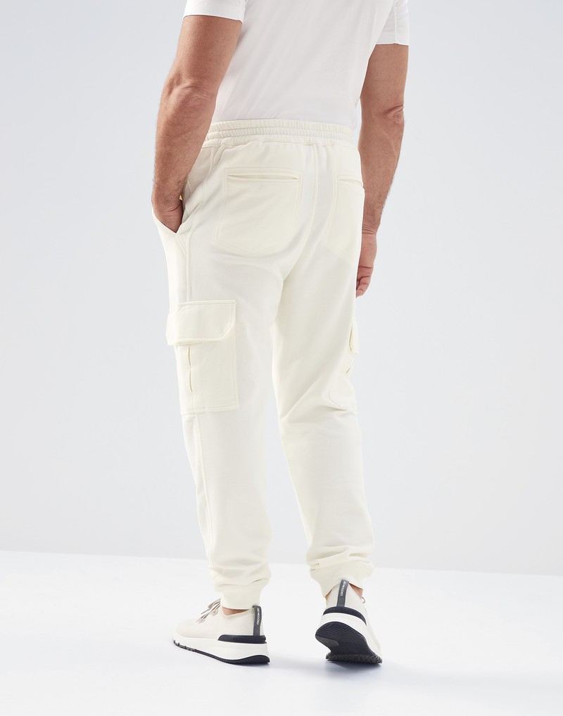 Brunello Cucinelli Cotton French terry trousers with cargo pockets and elasticated cuffs outlook