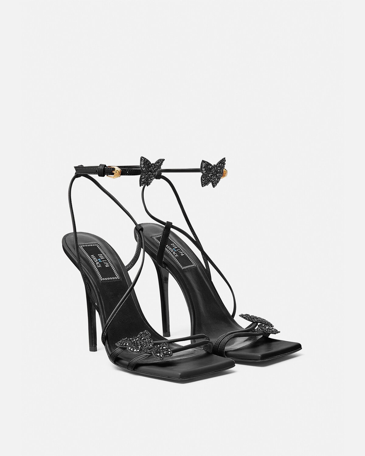 Crystal Butterflies Satin Sandals - 2
