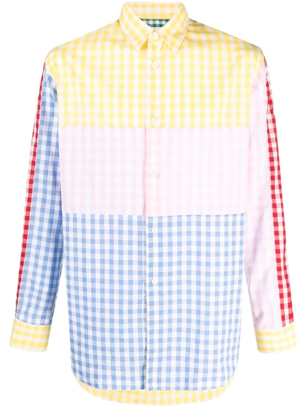 patchwork-detail cotton shirt - 1