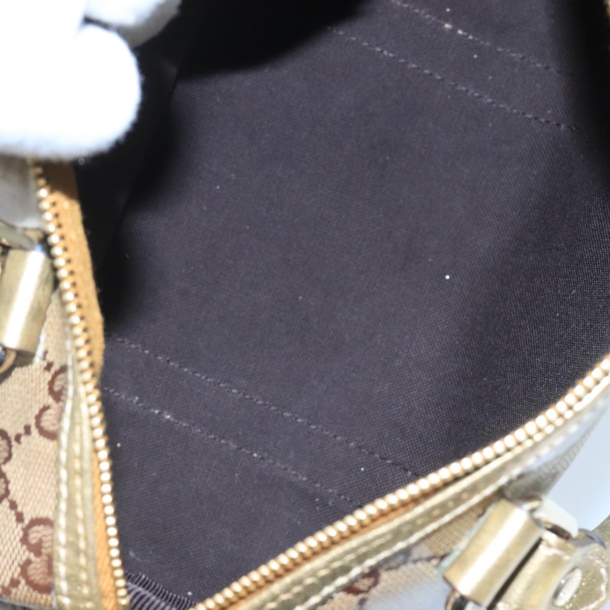 GUCCI GG Crystal Hand Bag Coated Canvas Brown Gold - 10