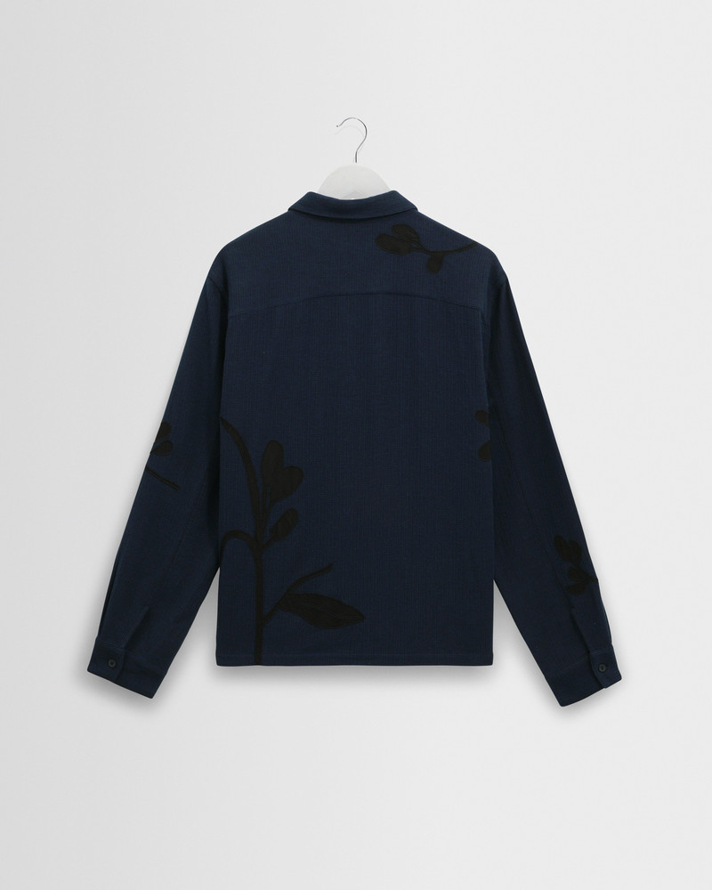 Halcomb - Navy Herringbone Cotton Applique Shirt 8