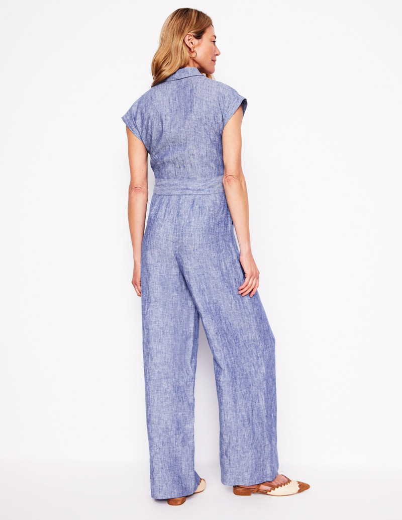 Colette Linen Jumpsuit-Authentic Blue Chambray 4