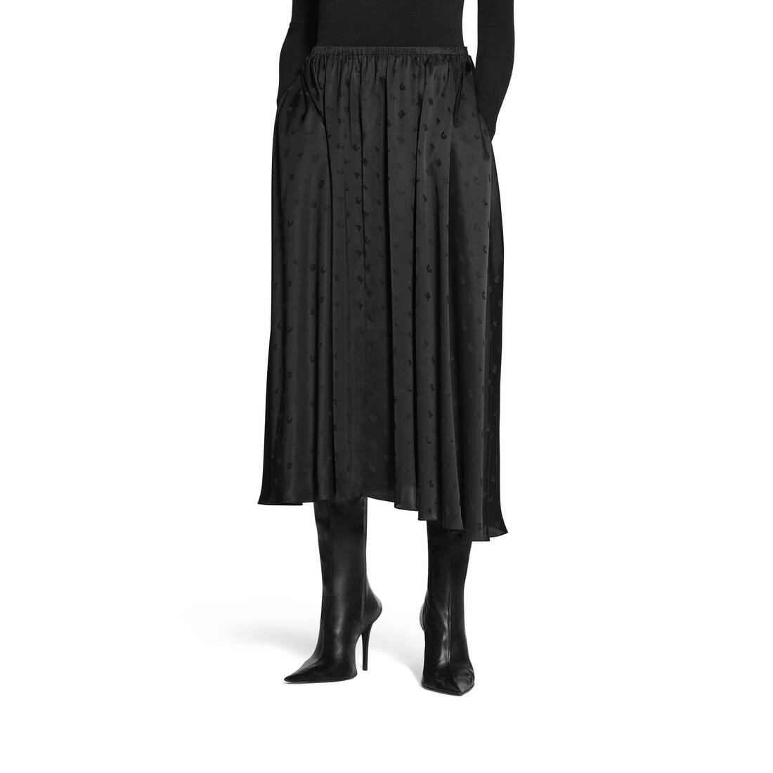 Women's Logo Letters All Over Elastic Skirt in Black - 5