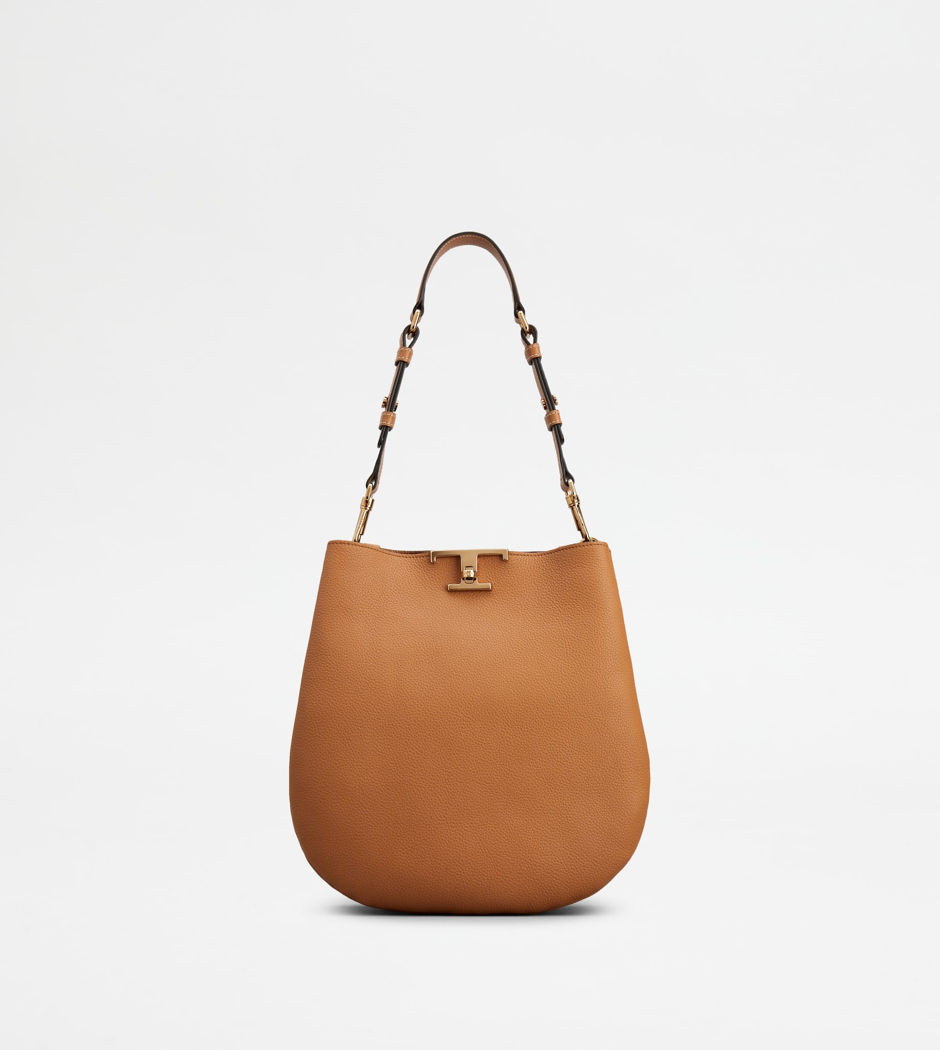 T TIMELESS SHOULDER BAG IN LEATHER SMALL - BROWN - 1