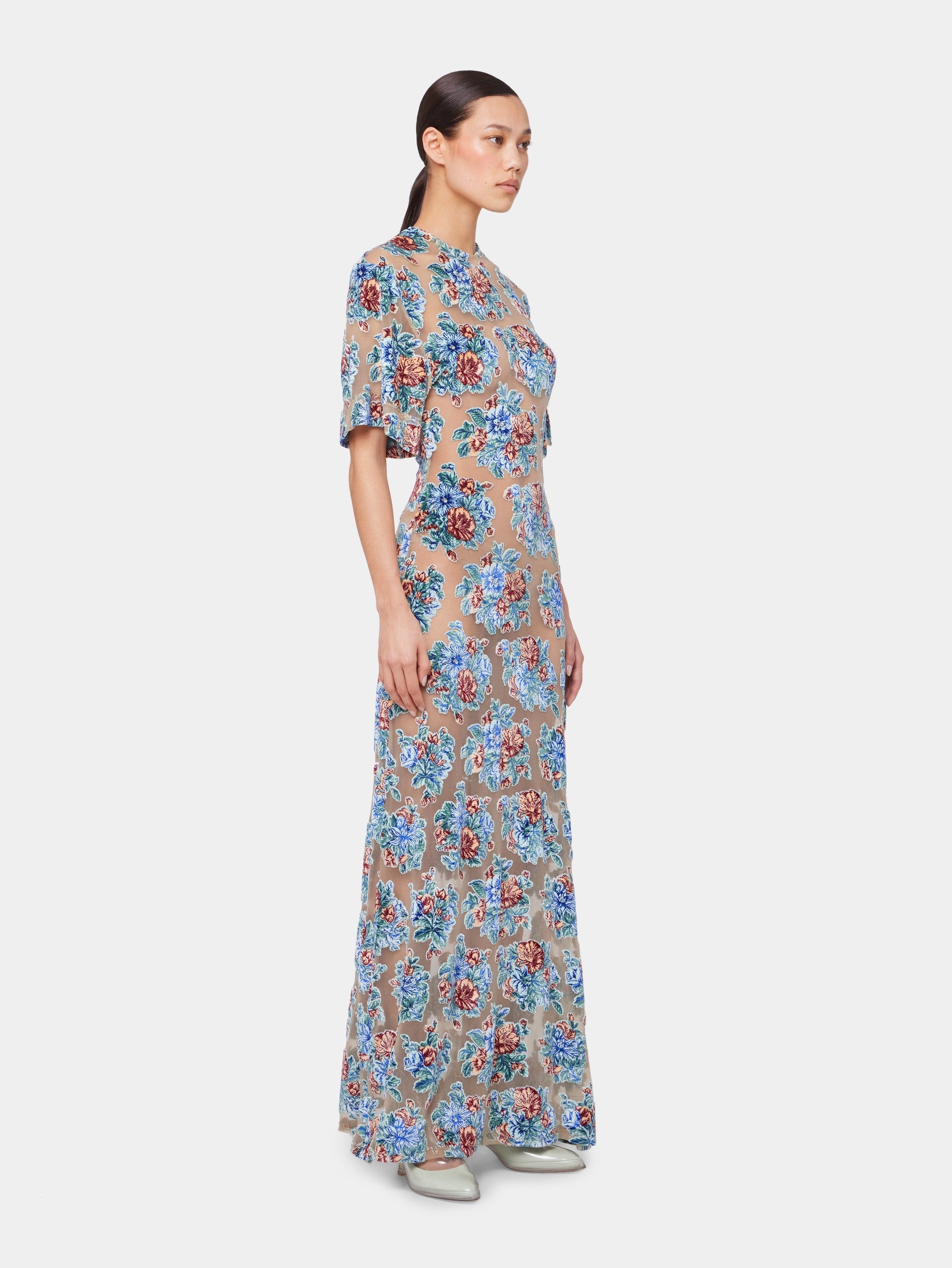 LONG DRESS IN FLORAL JACQUARD - 3