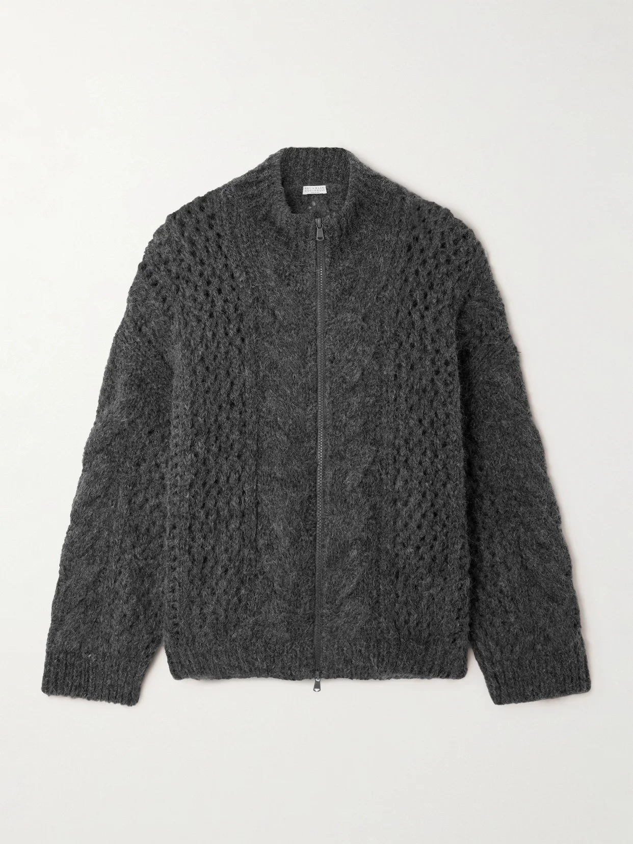 Open And Cable-knit Alpaca-blend Cardigan - 1
