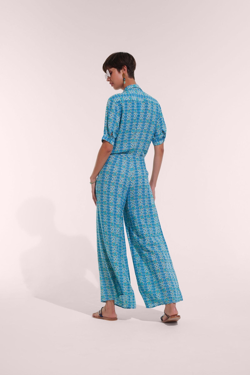 Poupette St Barth Long Jumpsuit Bettina - Aqua Coleus outlook