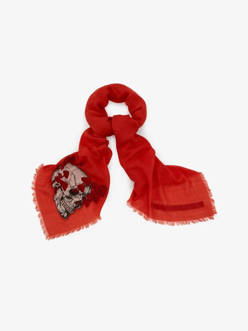 Women's Mushroom Skull Shawl in Orange/red - 2