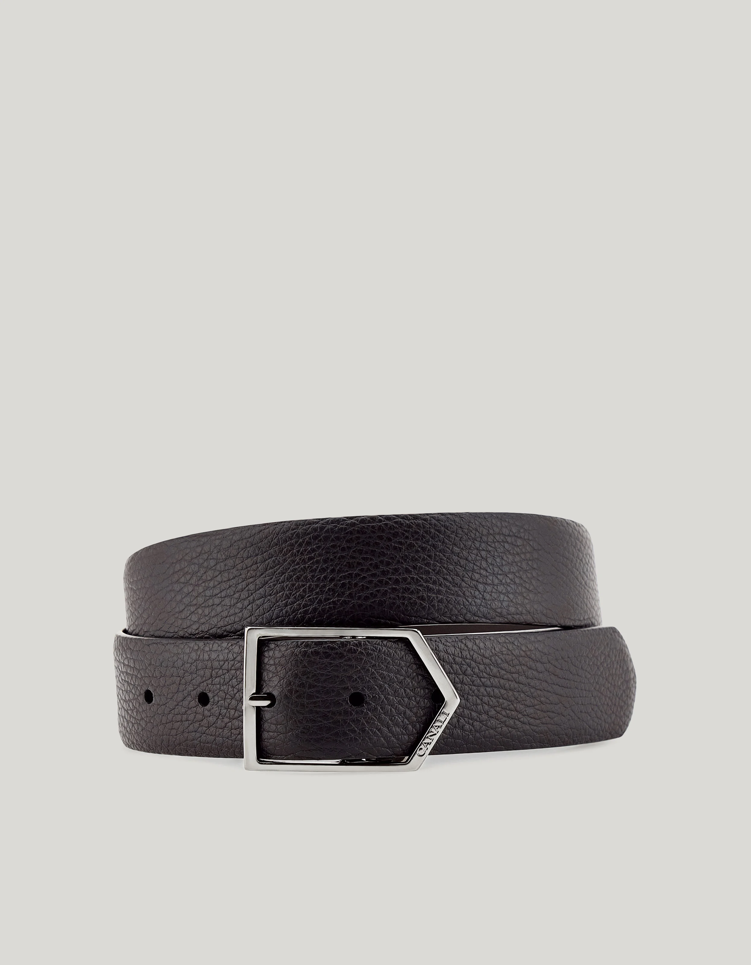 DARK BROWN TUMBLED CALFSKIN BELT - 1