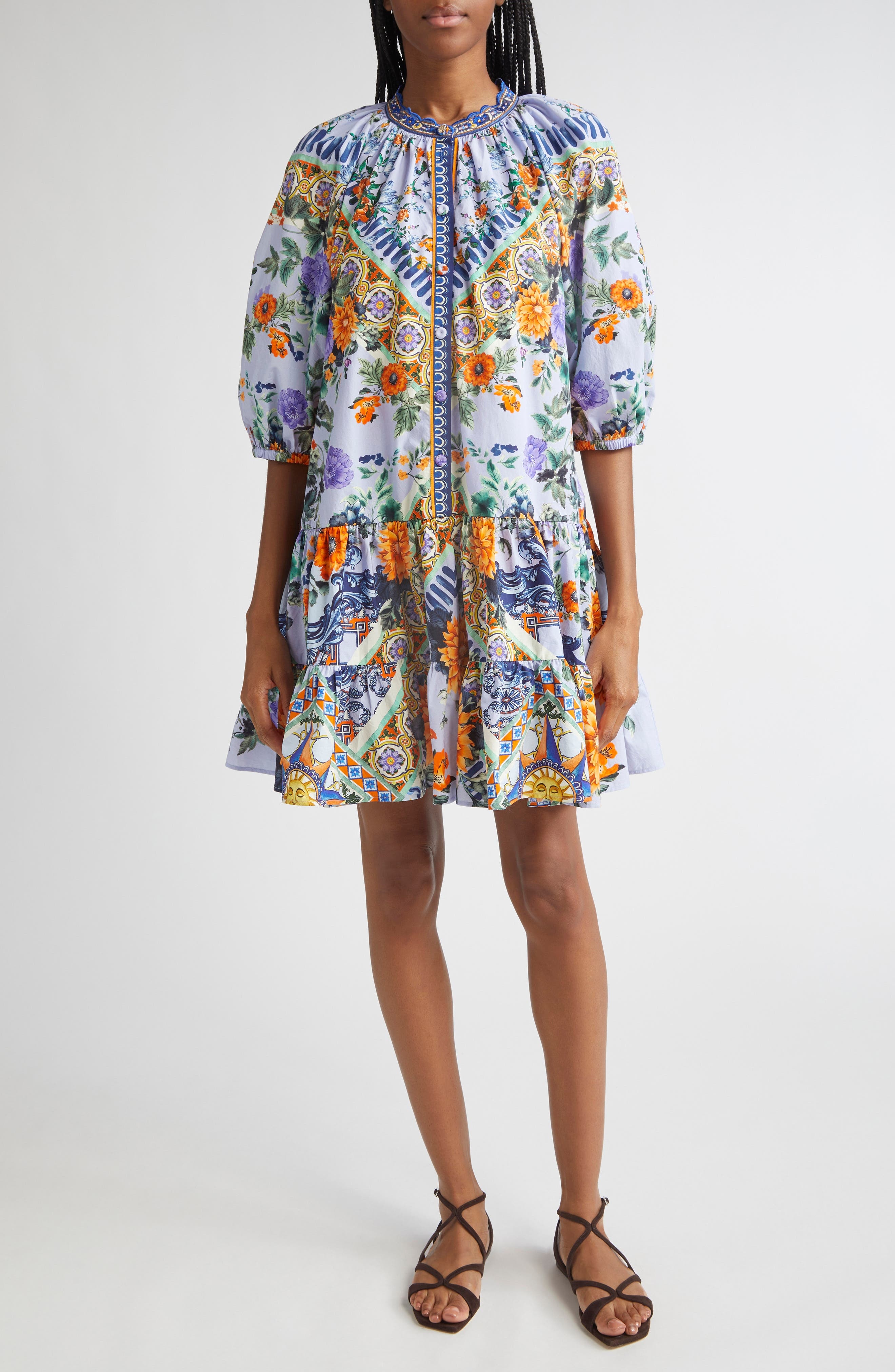 Camilla Luscious in Lisbon Puff Sleeve Organic Cotton Poplin Shirtdress at Nordstrom - 1