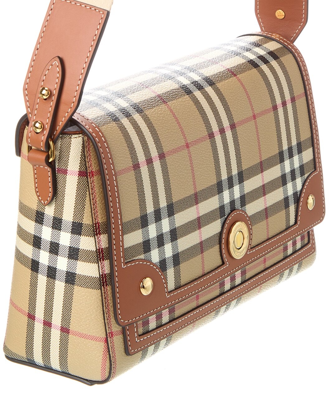 Burberry Note Check E-Canvas & Leather Shoulder Bag - 3
