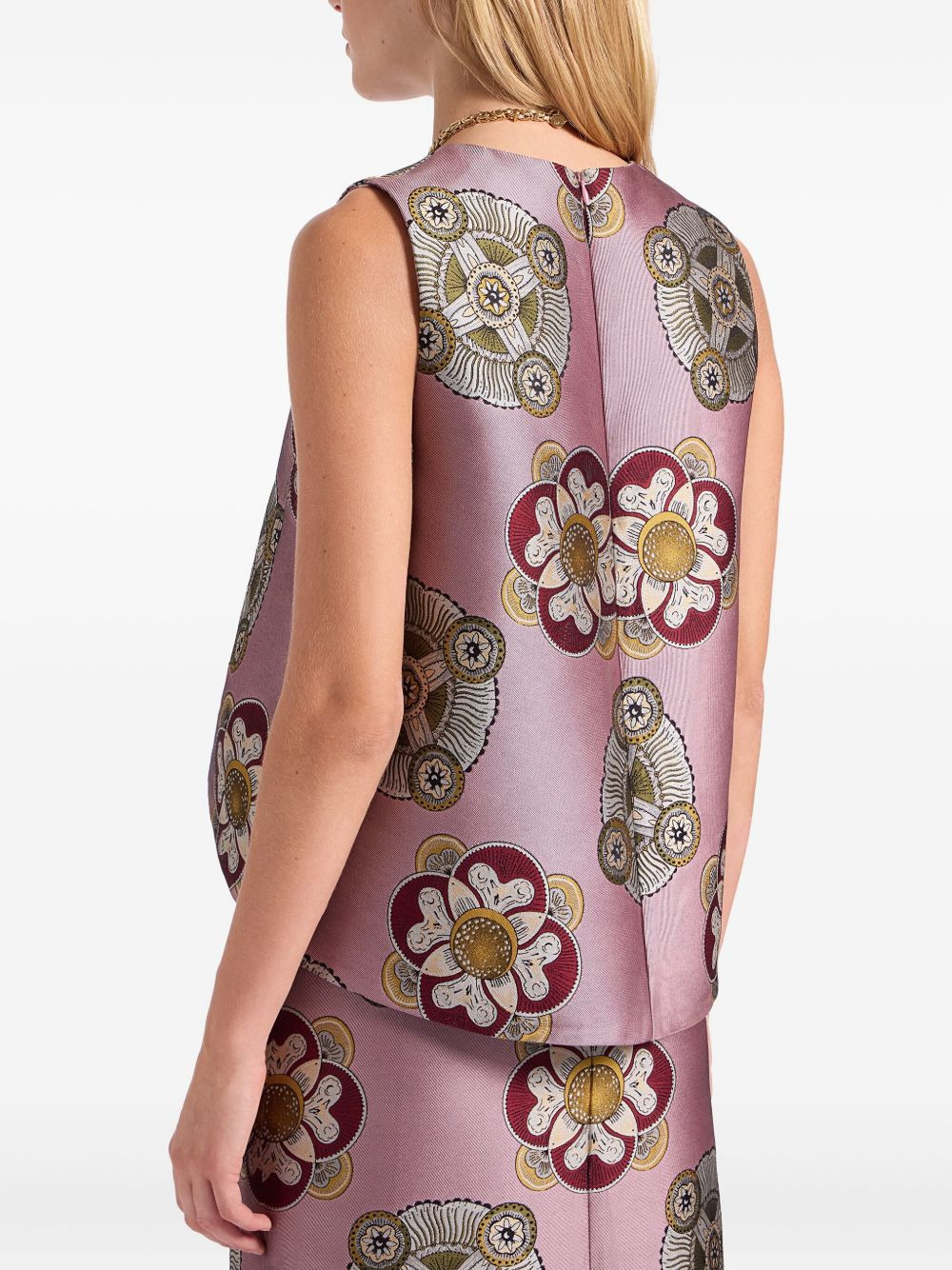 floral-print sleeveless top - 3