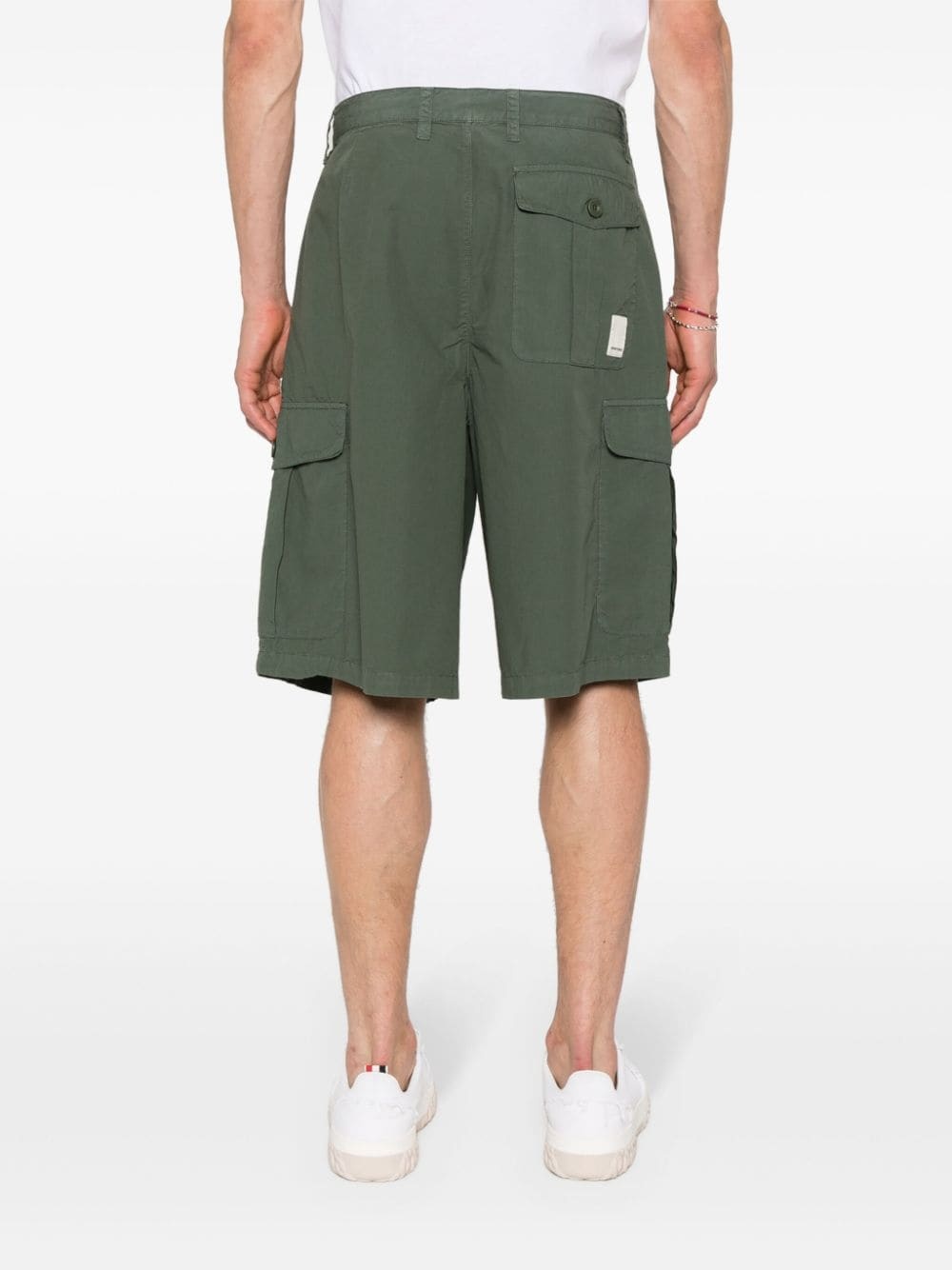 pleat-detail cotton cargo shorts - 4