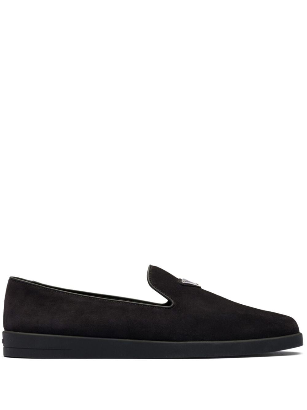 logo-plaque suede loafers - 1