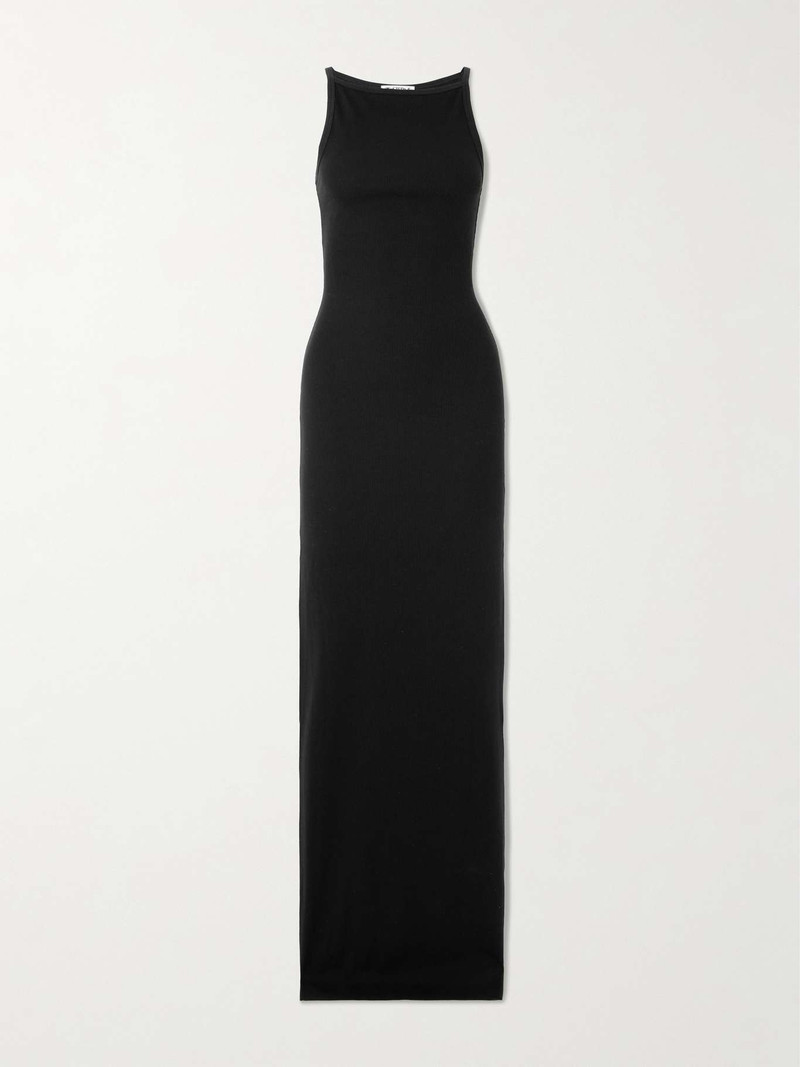 Iris ribbed stretch-cotton and modal-blend jersey maxi dress Black - 1