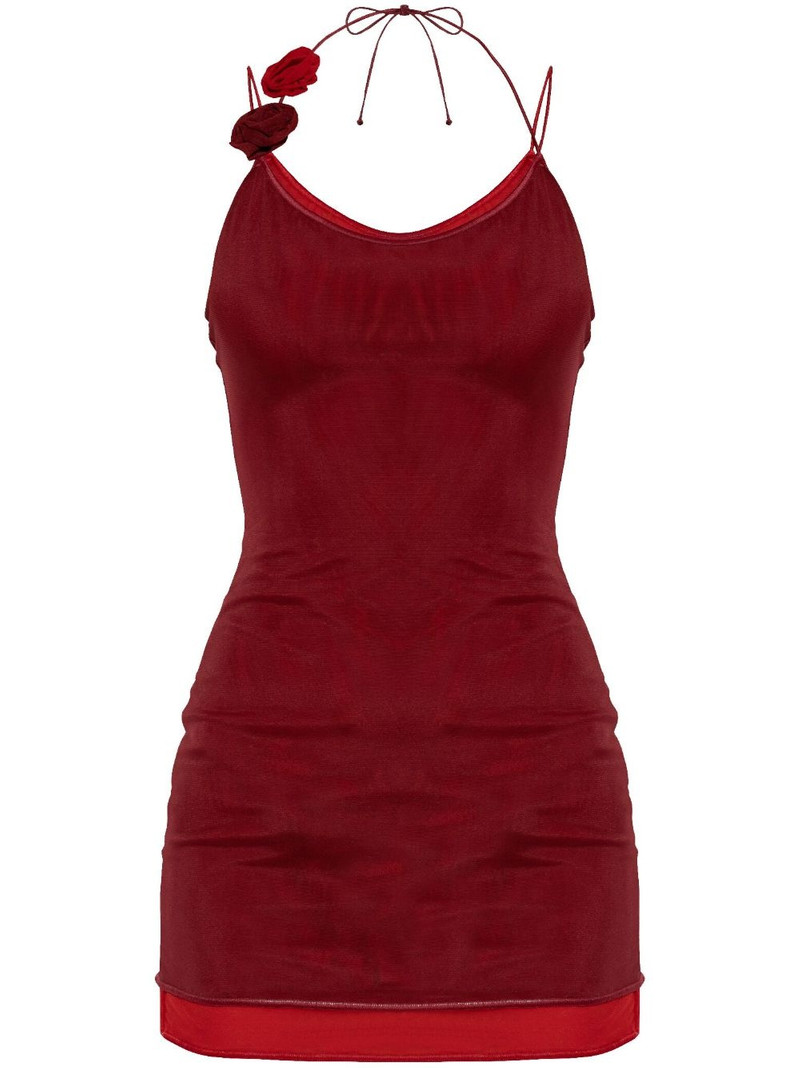 floral-appliqué mini dress - 1