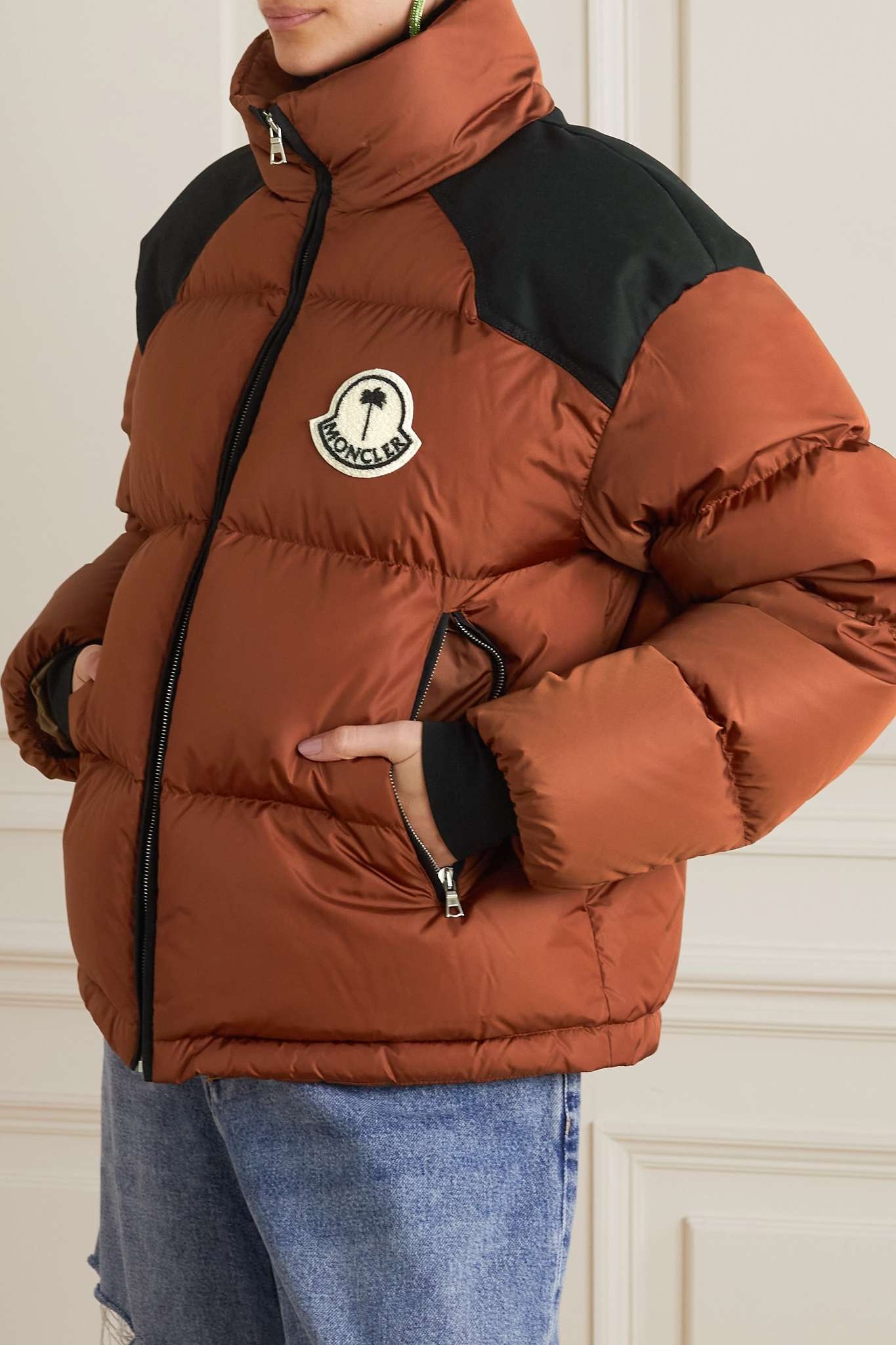 Moncler + 8 Palm Angels Nevin quilted two-tone shell down jacket