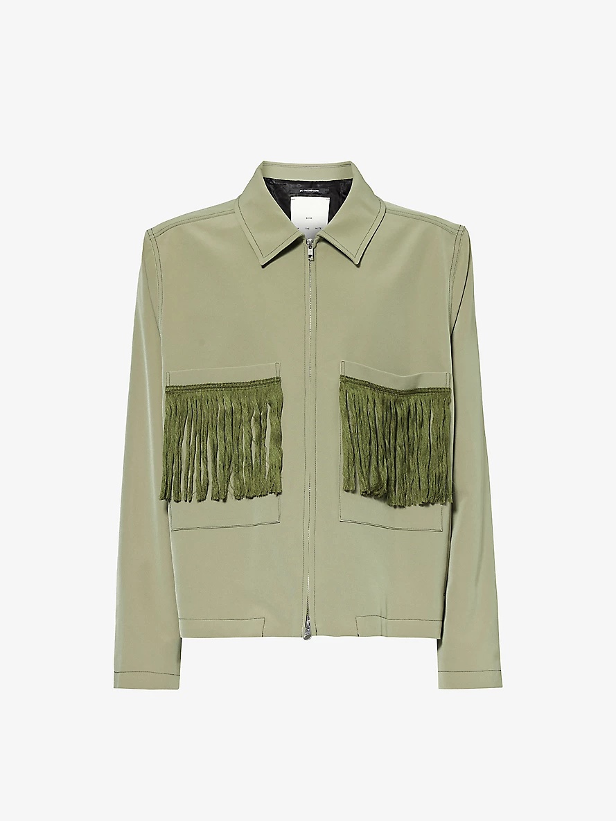 Fringed-pocket boxy-fit woven jacket - 1