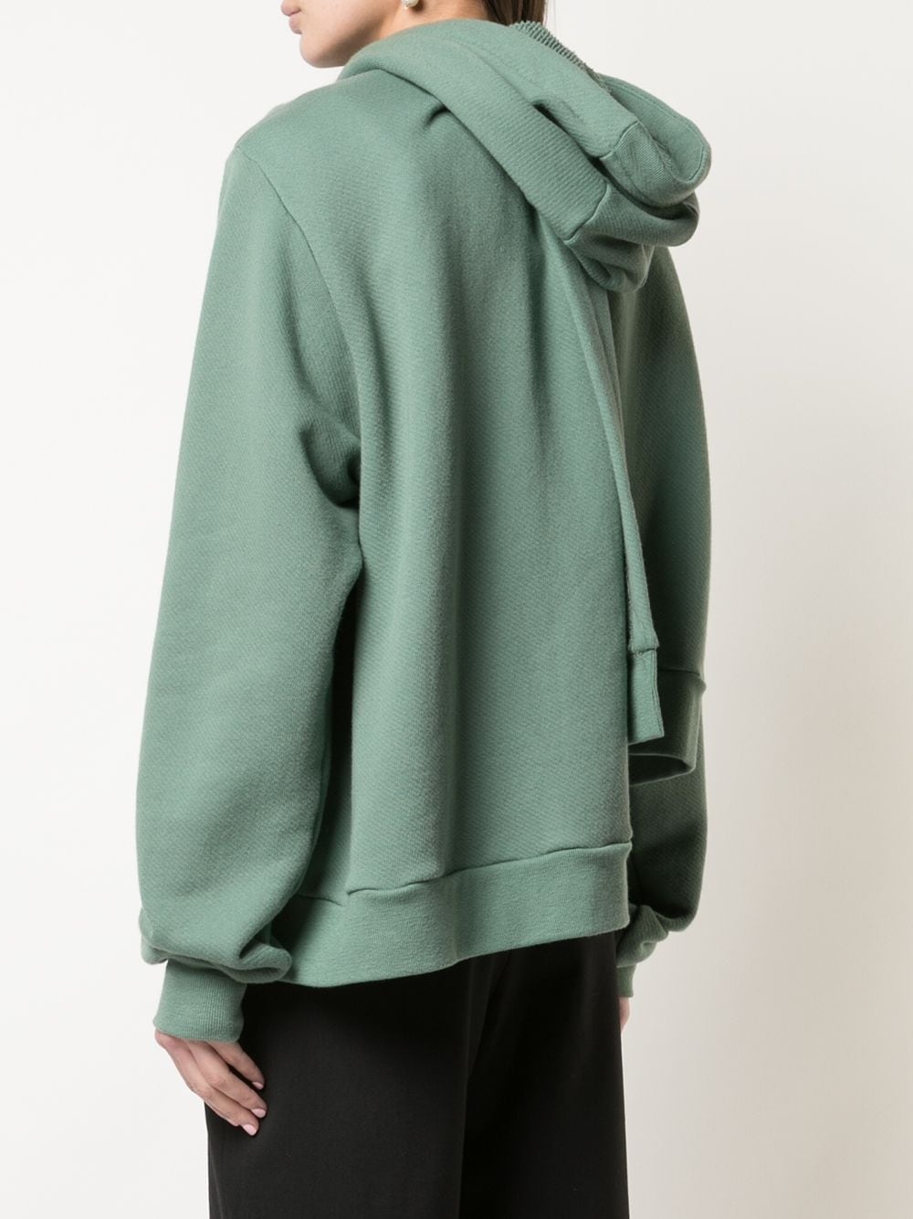 Sage printed asymmetric hem hoodie - 4