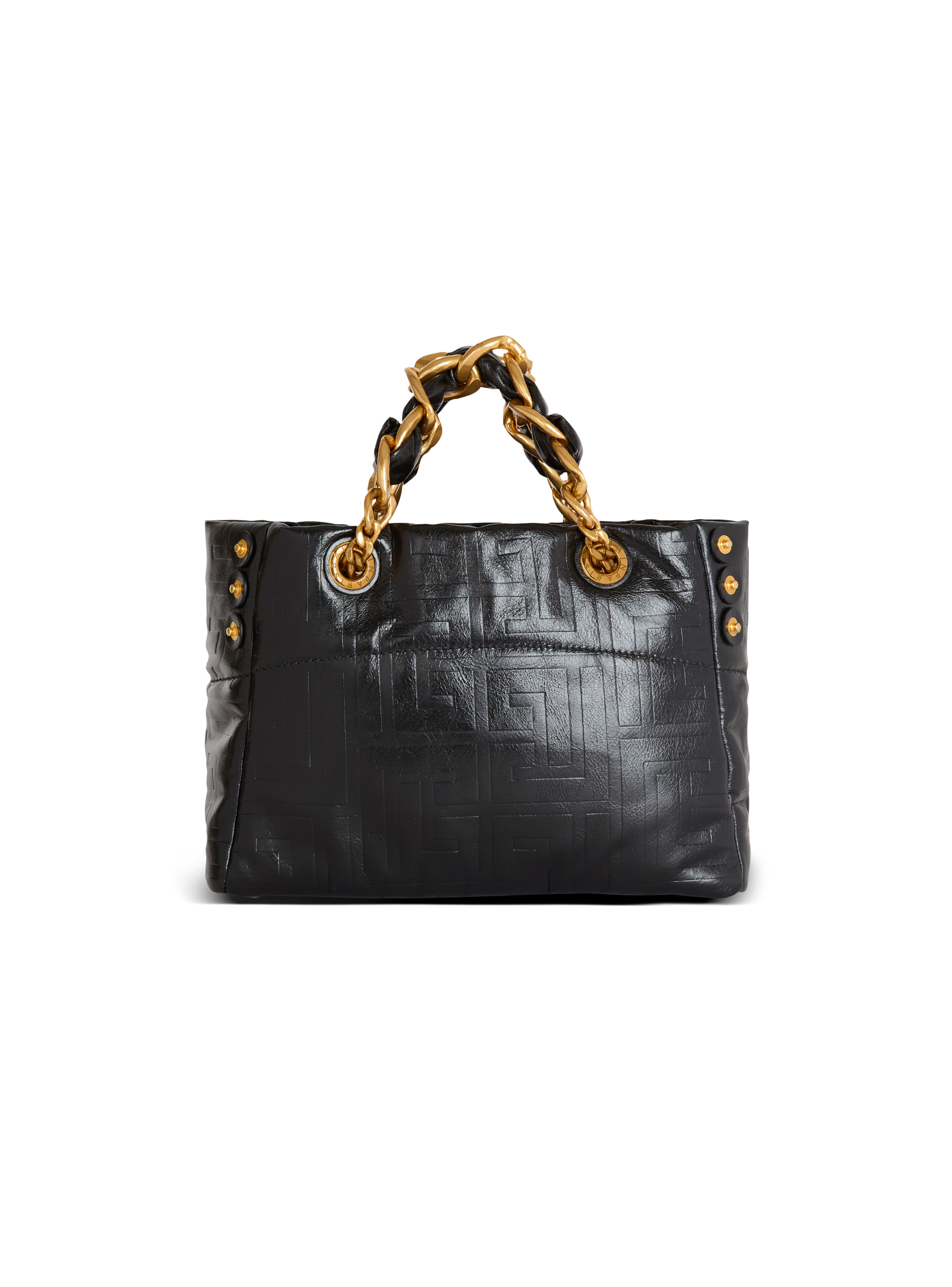 Small 1945 Soft tote bag in embossed crackled calfskin with a PB Labyrinth monogram - 4