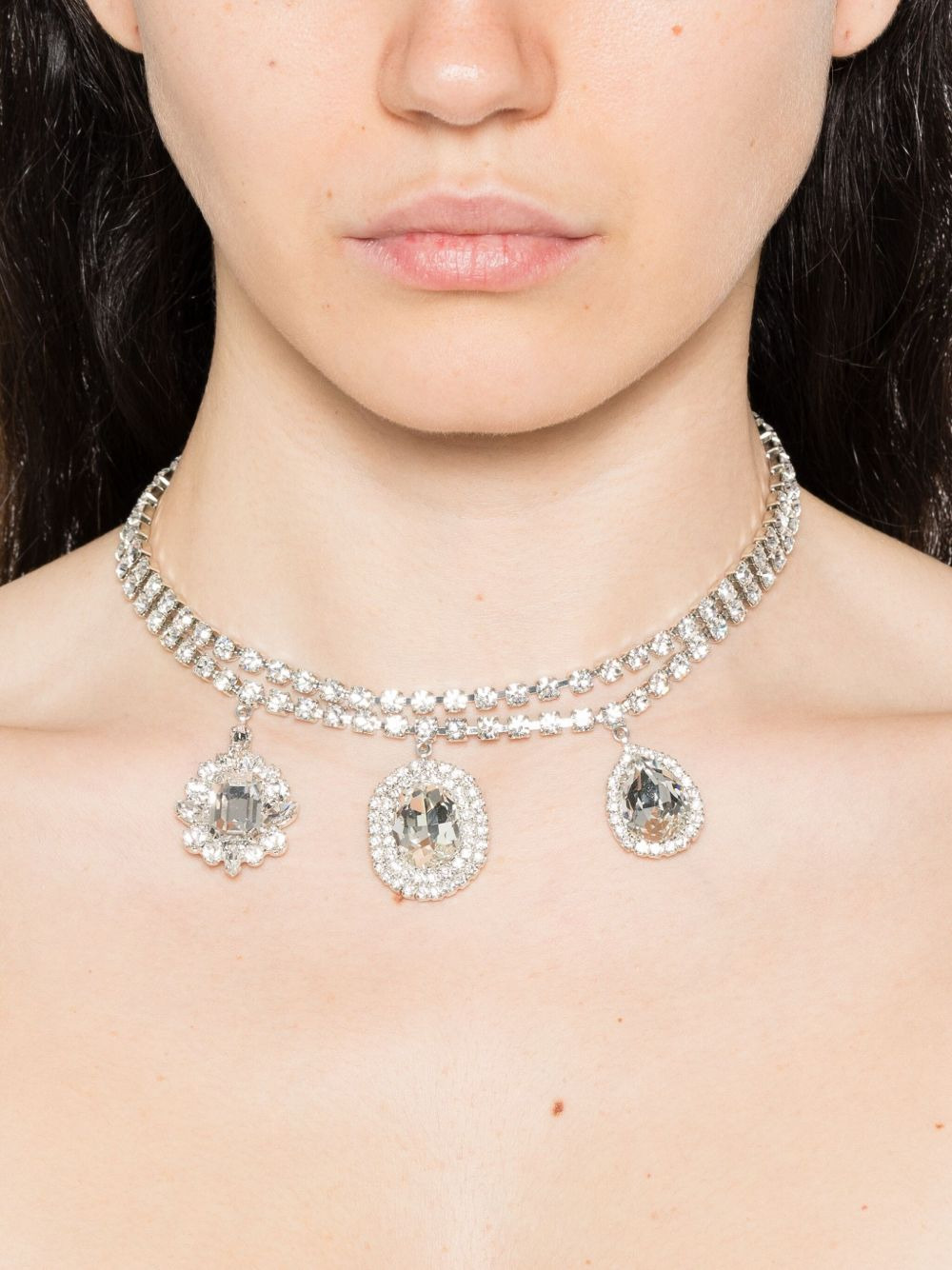 crystal-embellished double-chain necklace - 2