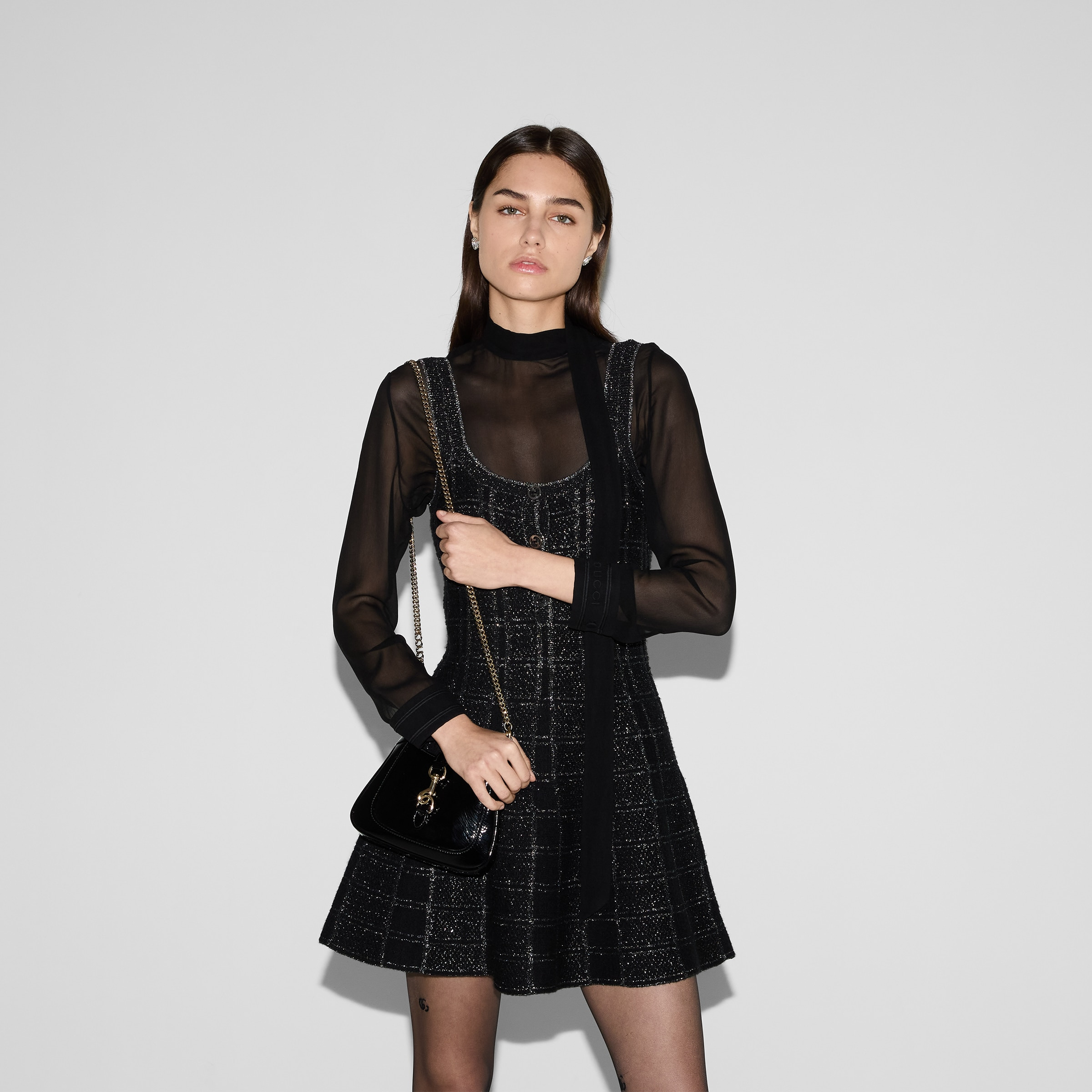 Wool and lamé check jacquard dress - 6