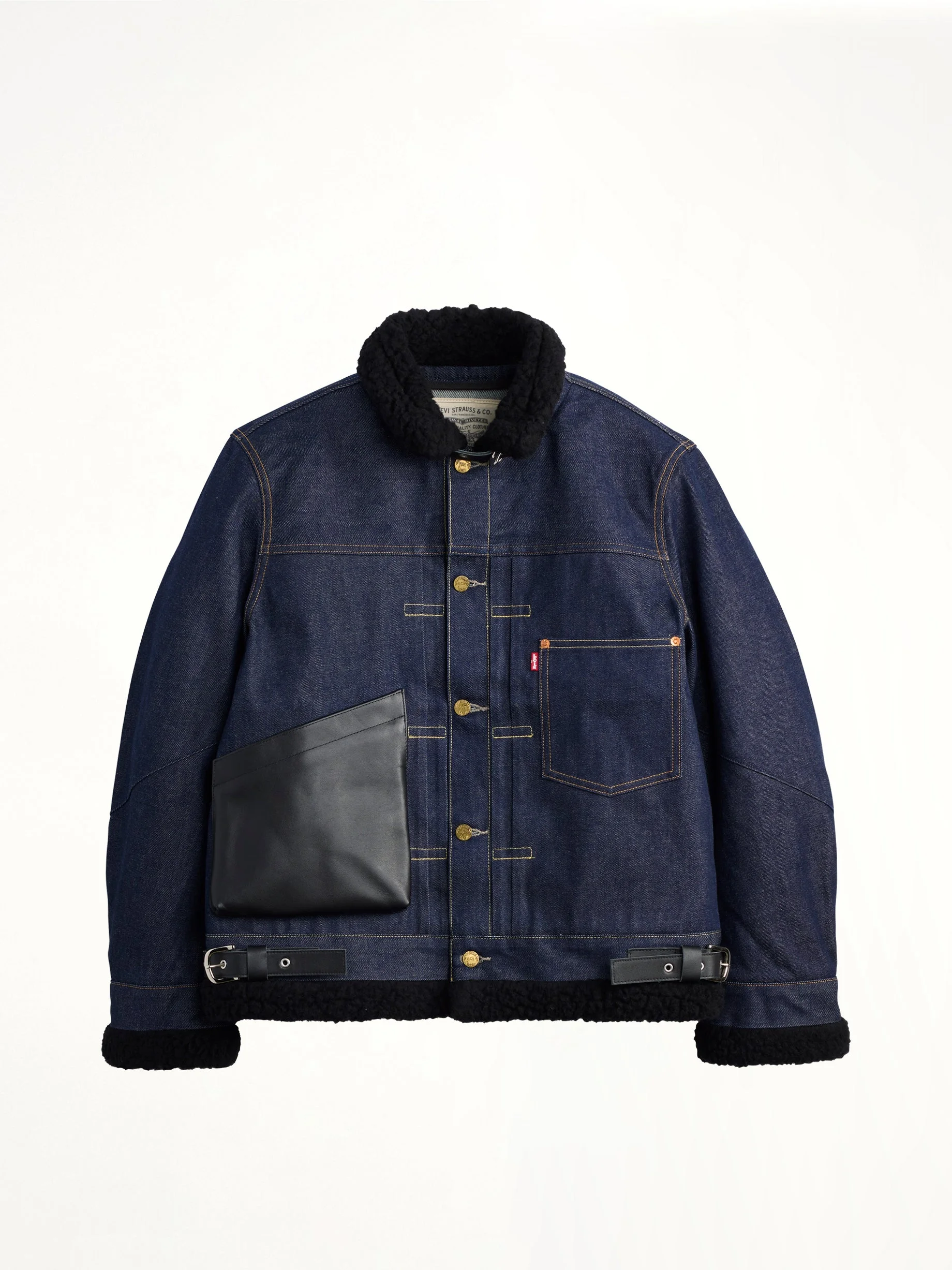 Sacai x Levi's Mens Sherpa Denim Jacket in Indigo - 1