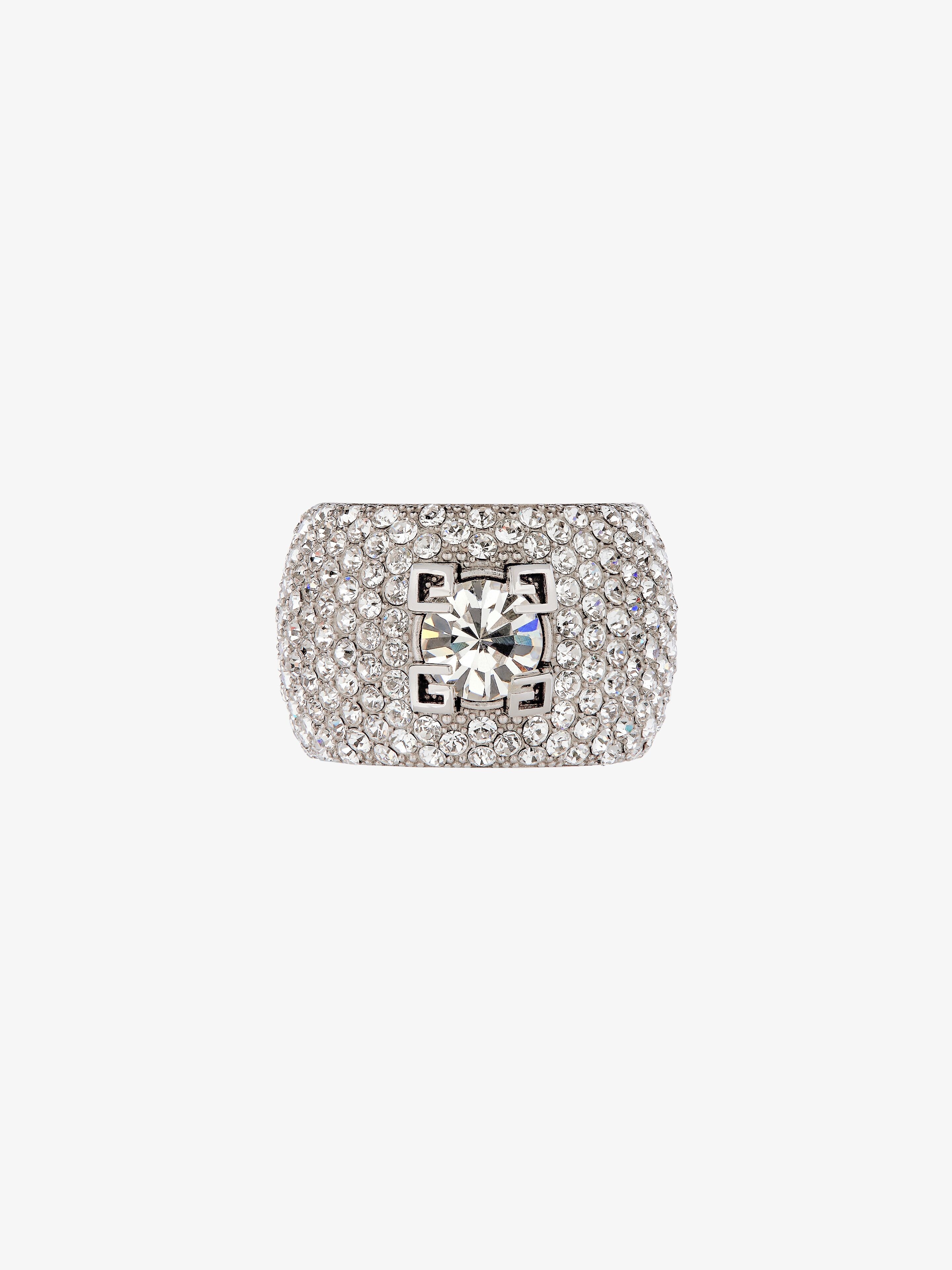 4G CLAW RING IN METAL WITH CRYSTALS - 1