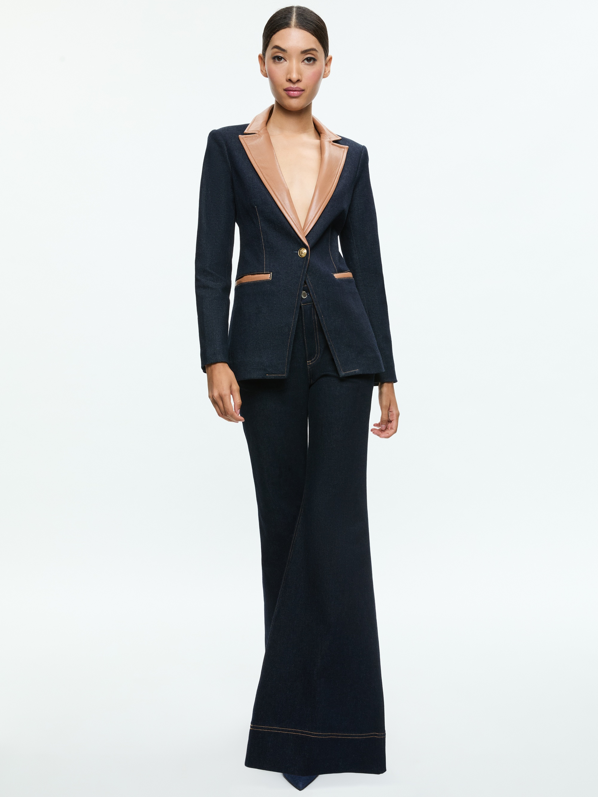 BREANN LONG BLAZER WITH VEGAN COMBO - 5
