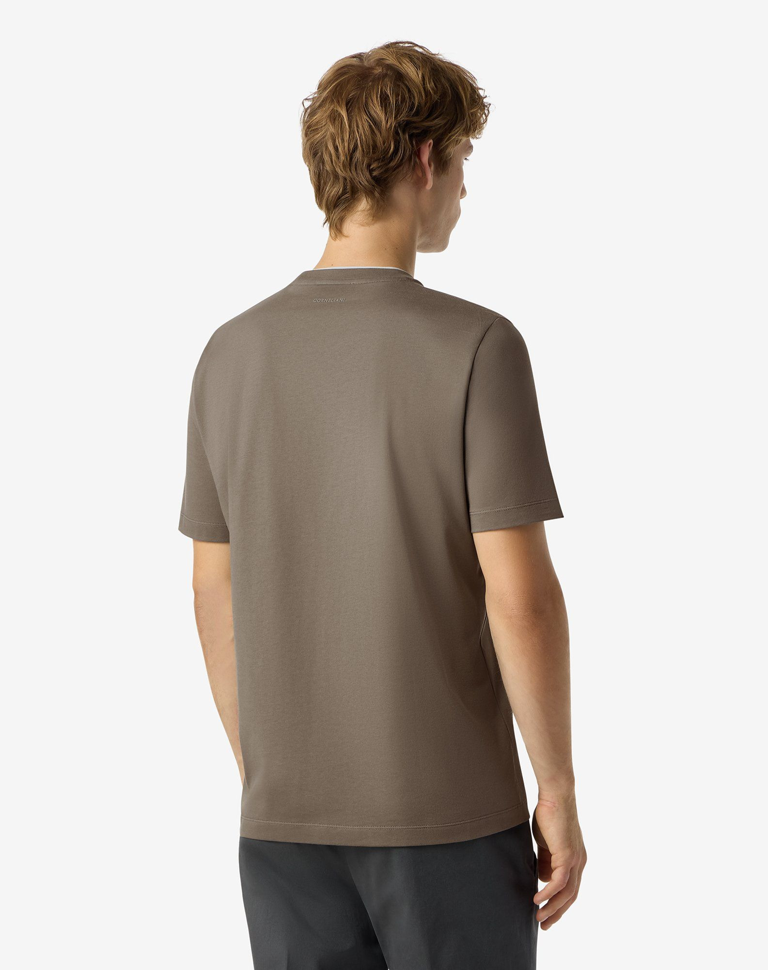 Mud-brown crew neck cotton t-shirt - 3