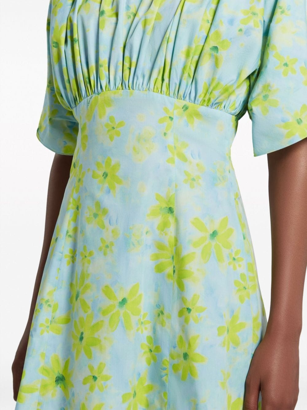 gathered floral-print cotton dress - 6