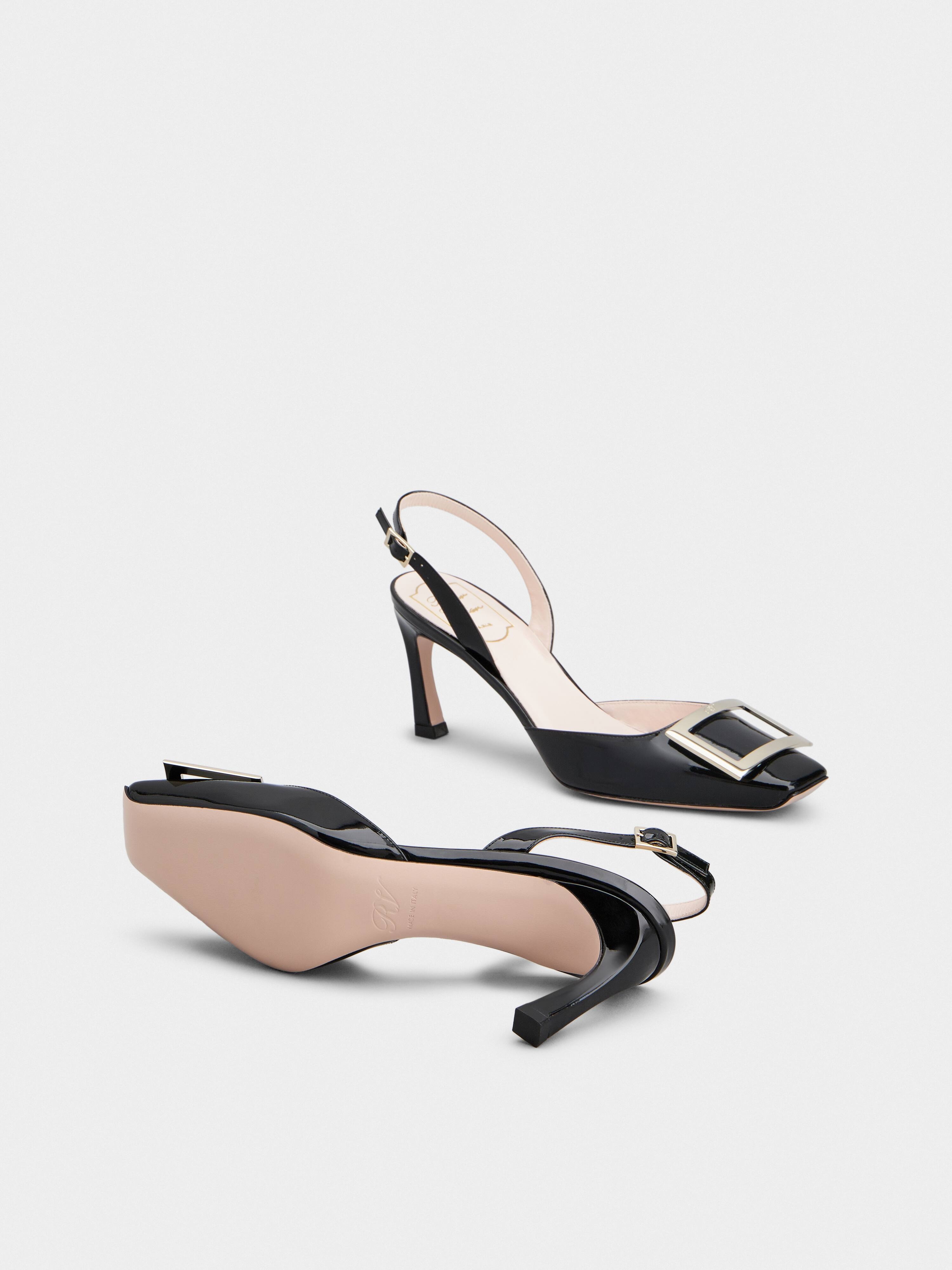Trompette Metal Buckle Slingback Pumps in Patent Leather - 6