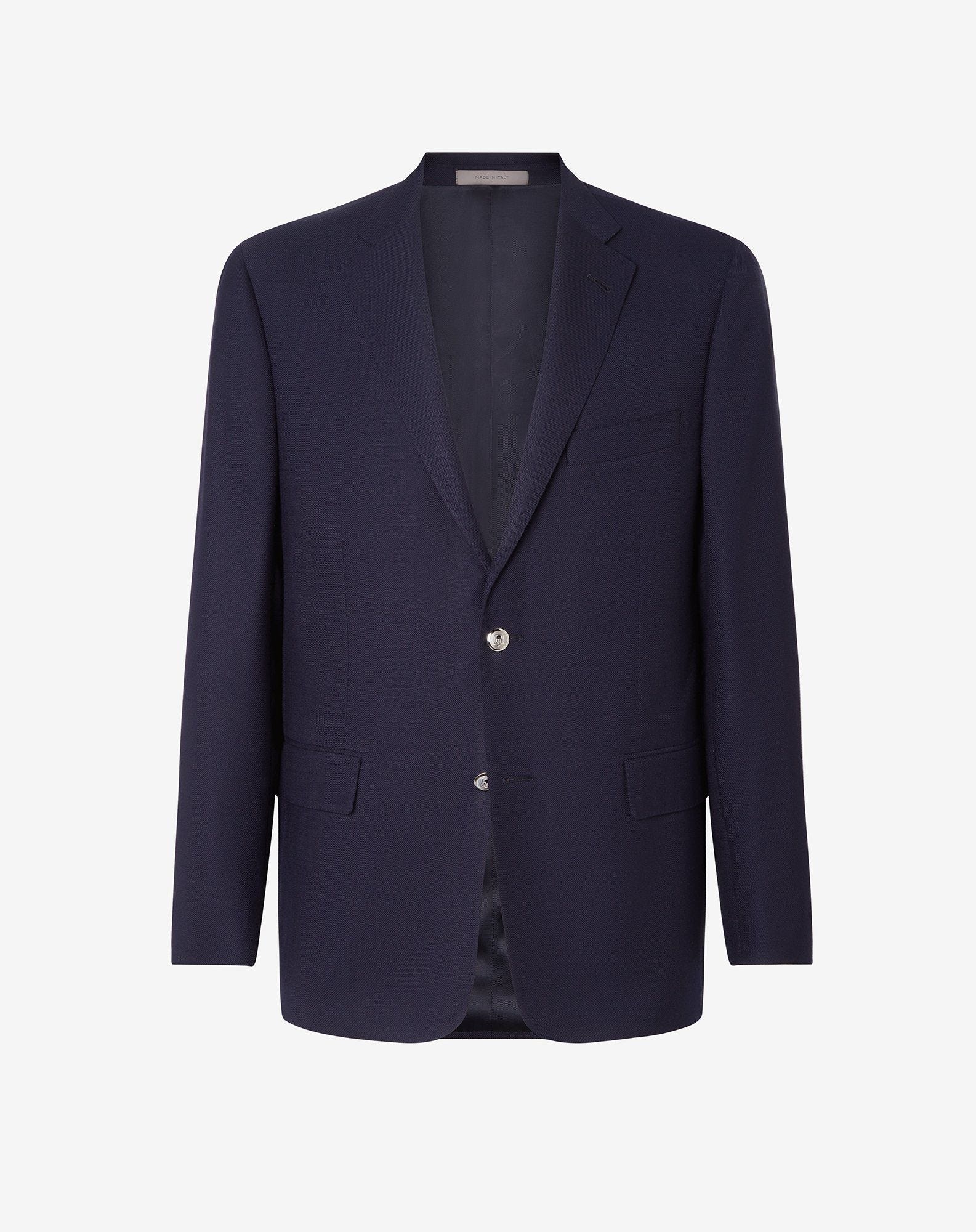 Navy blue 150's wool hopsack jacket - 1