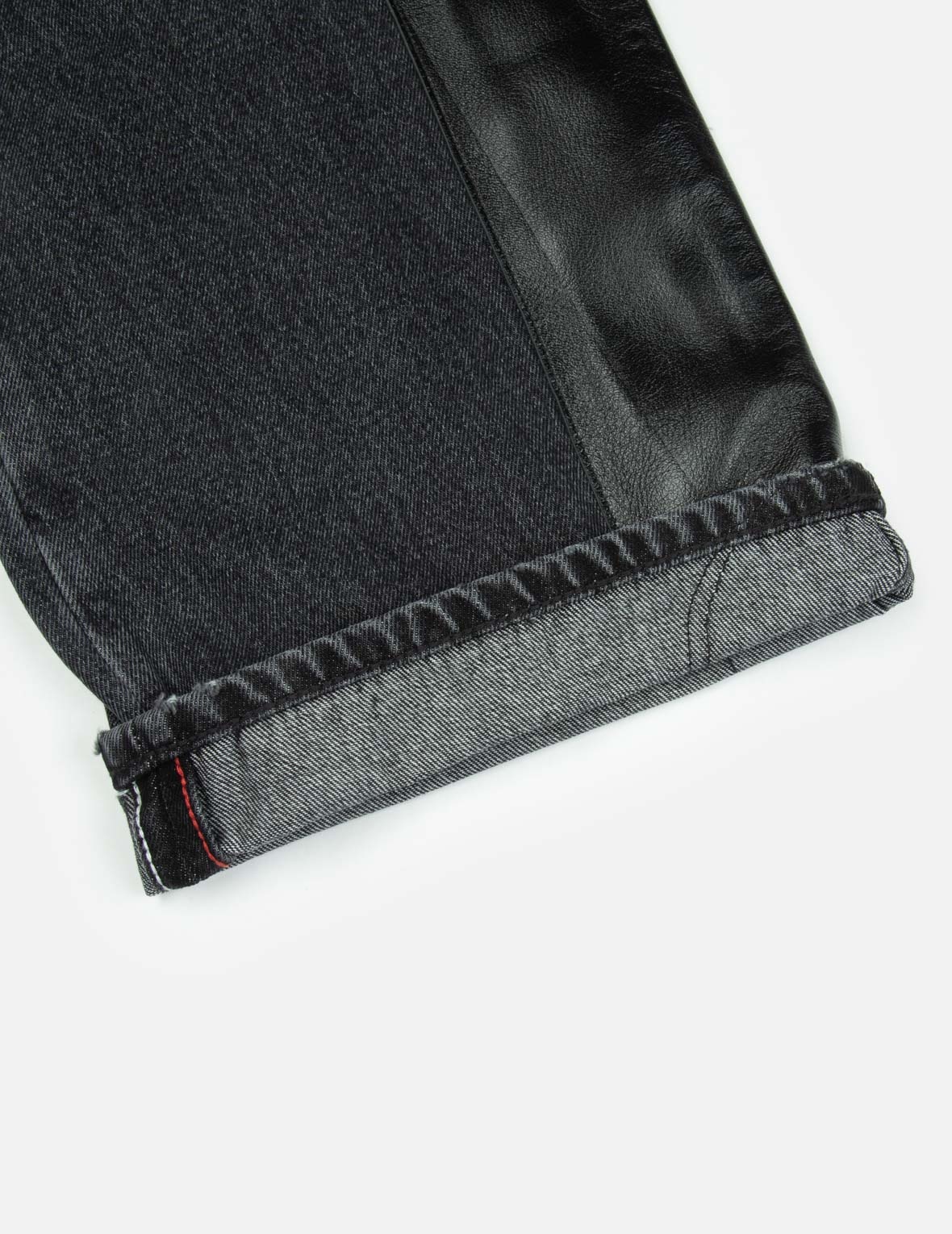 LEATHER INLAY AND SEAGULL POCKETS BAGGY FIT JEANS - 11