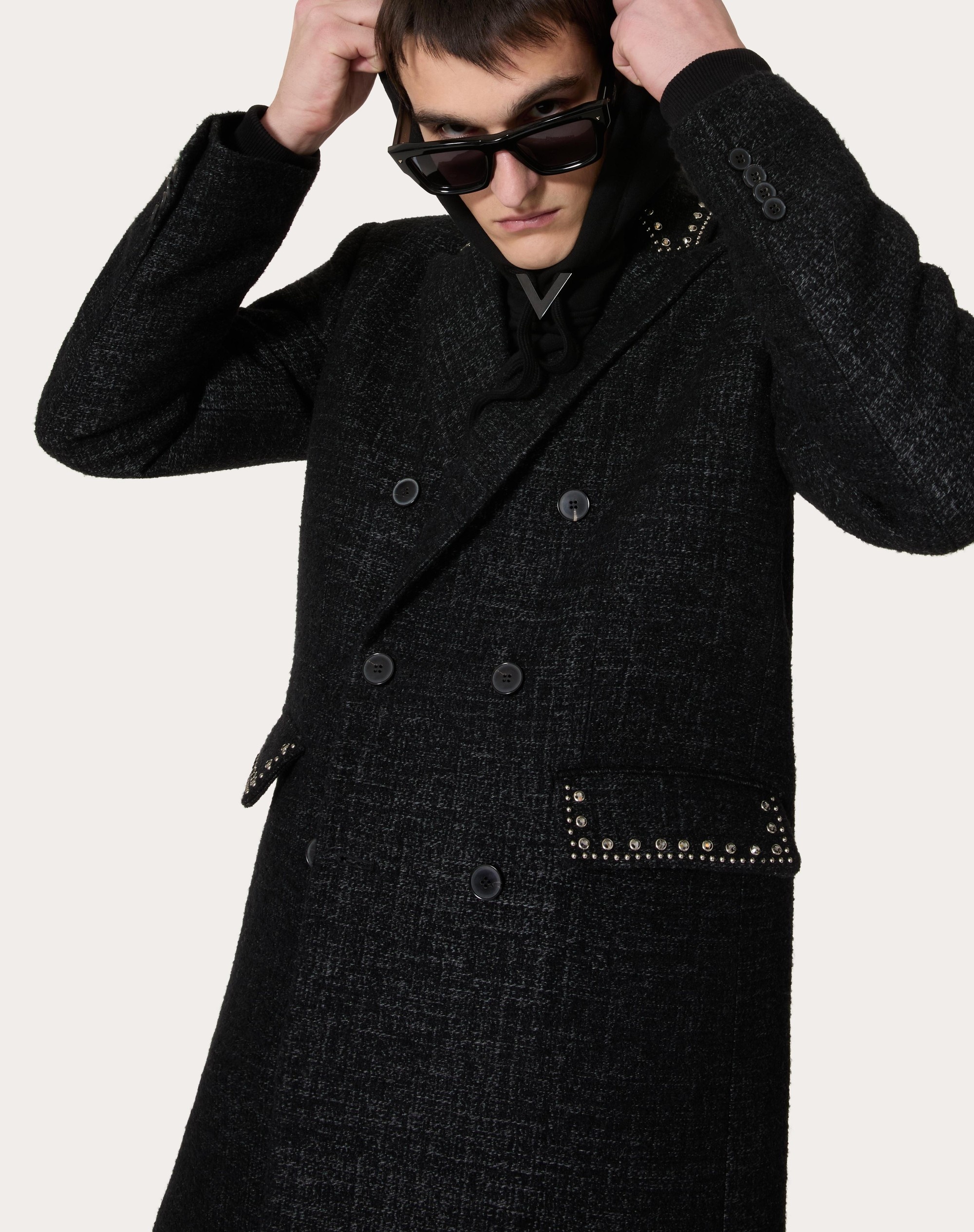 コートその他 VALENTINO COAT (5V3CAD62A9H 113) Valentino DOUBLE-BREASTED WOOL COAT WITH CABOCHONS | REVERSIBLE
