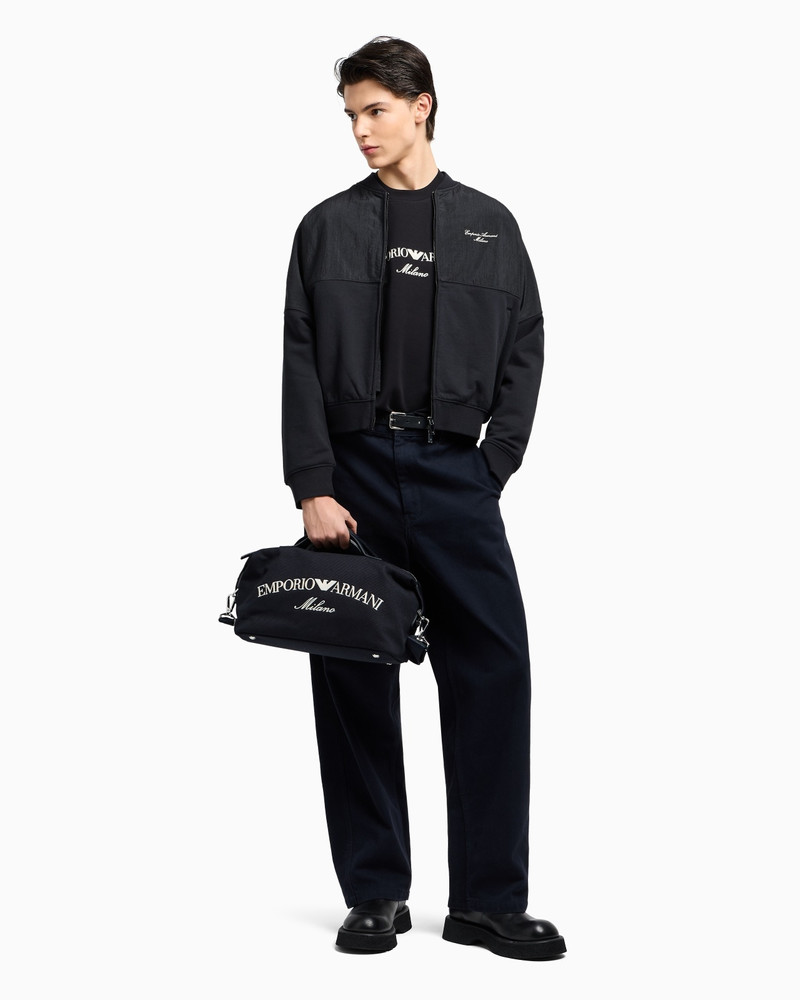 EMPORIO ARMANI ZIP-UP SWEATSHIRT IN NYLON AND FRENCH TERRY JERSEY WITH LOGO EMBROIDERY outlook