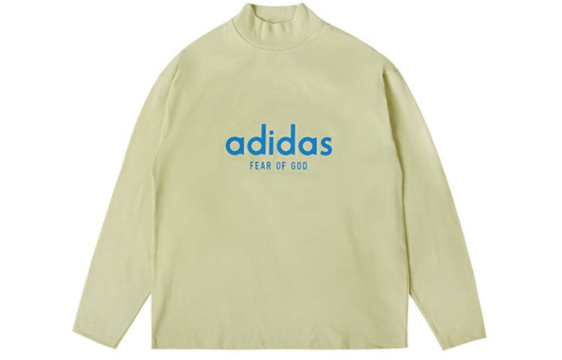 adidas Men's adidas x Fear of God Crossover Alphabet Logo Round Neck Long Sleeves Autumn Green T-Shirt HM81 outlook