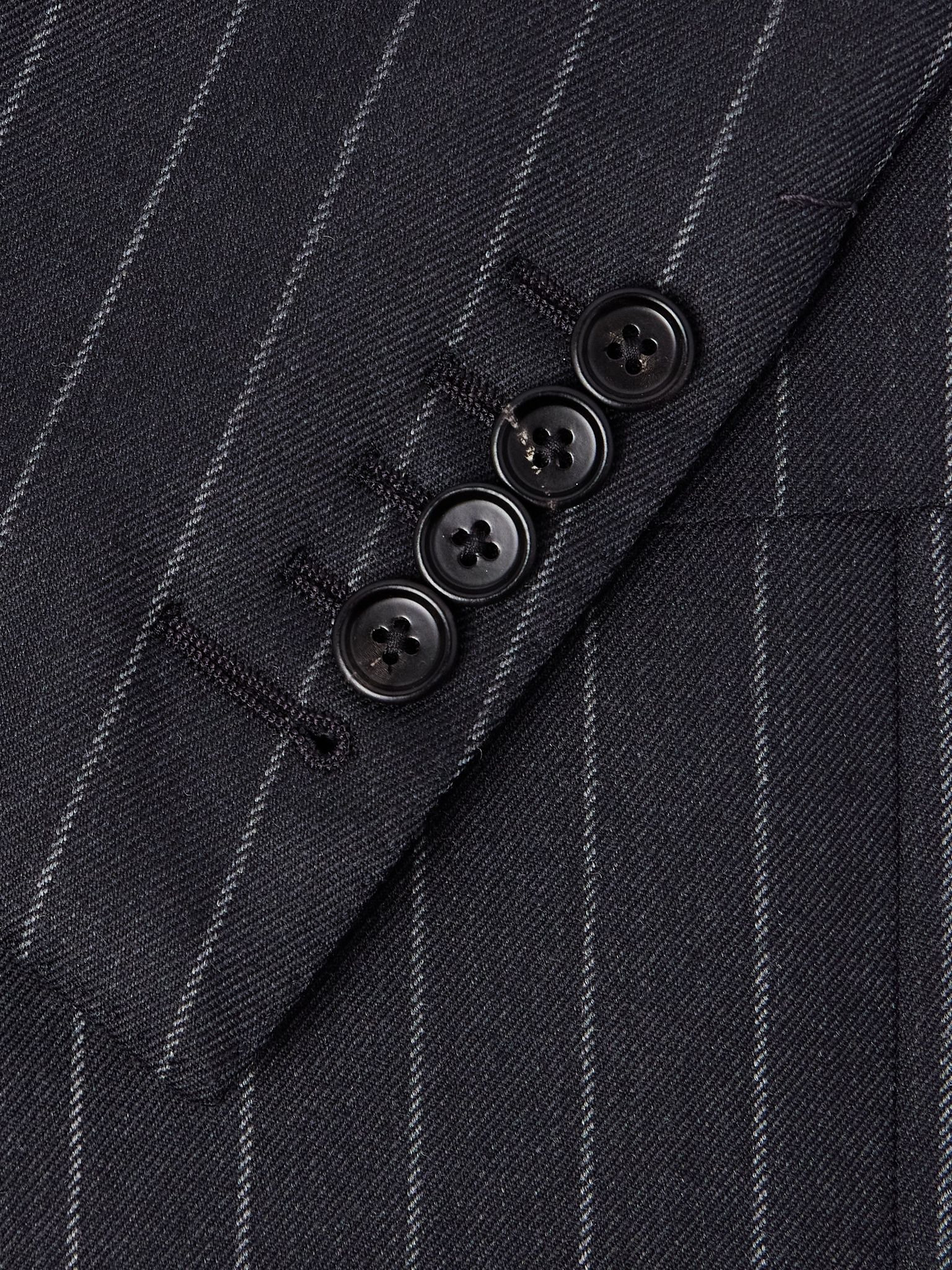 Dyllan Double-Breasted Striped Wool-Twill Suit Jacket Gray - 4