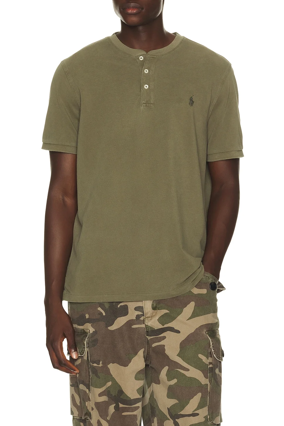Short Sleeve Garment Dyed Featherweight Mesh Henley T-Shirt - 1
